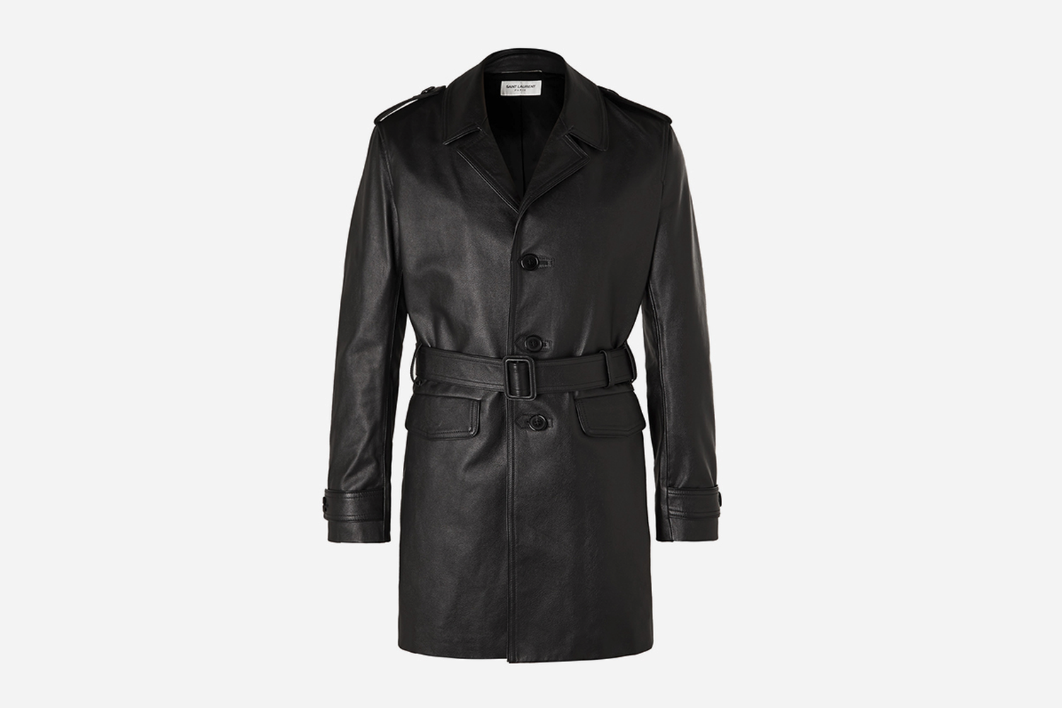 Frank Belted Leather Trench Coat