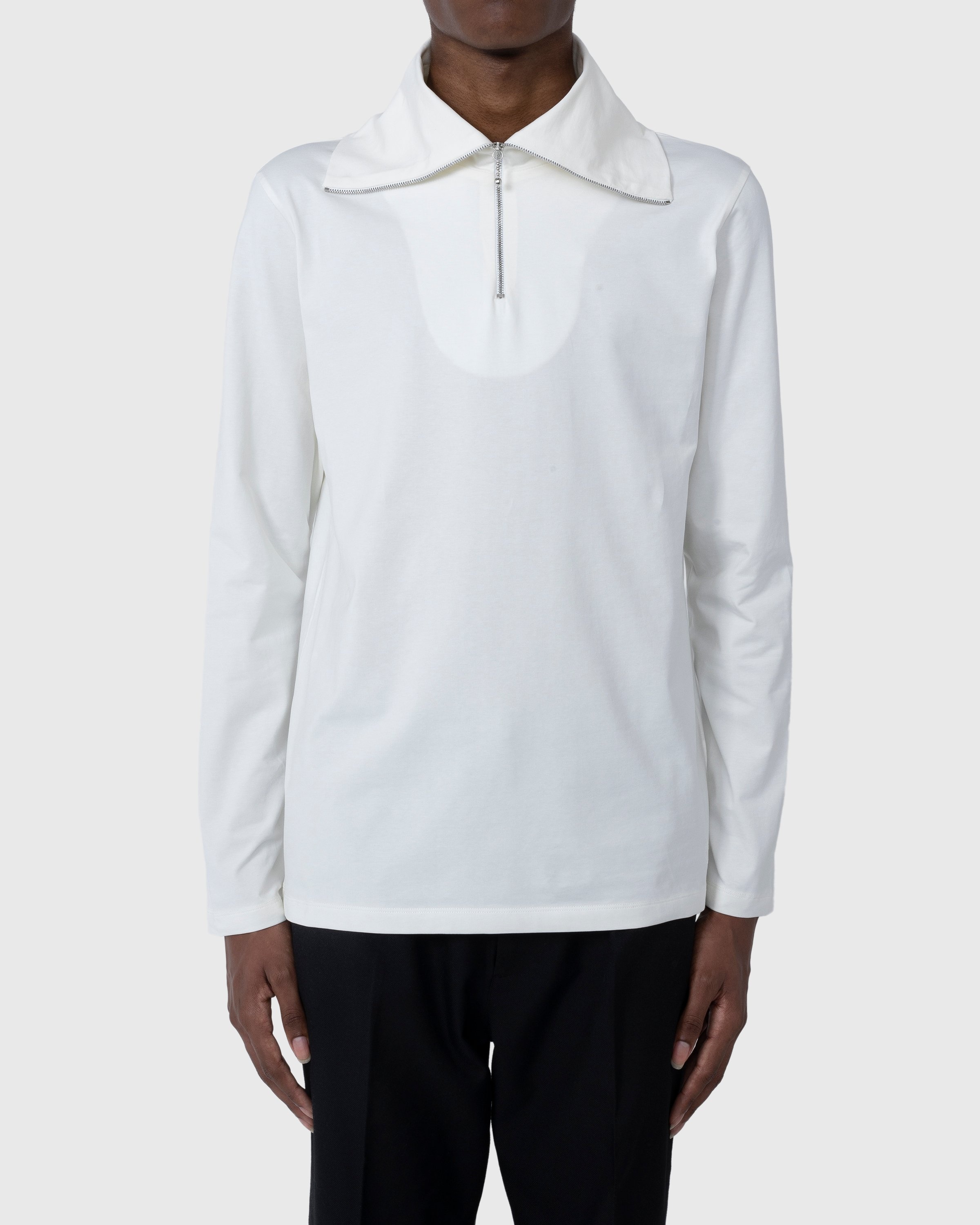 Jil Sander – Zip-Up Longsleeve Milk - Tops - Beige - Image 2