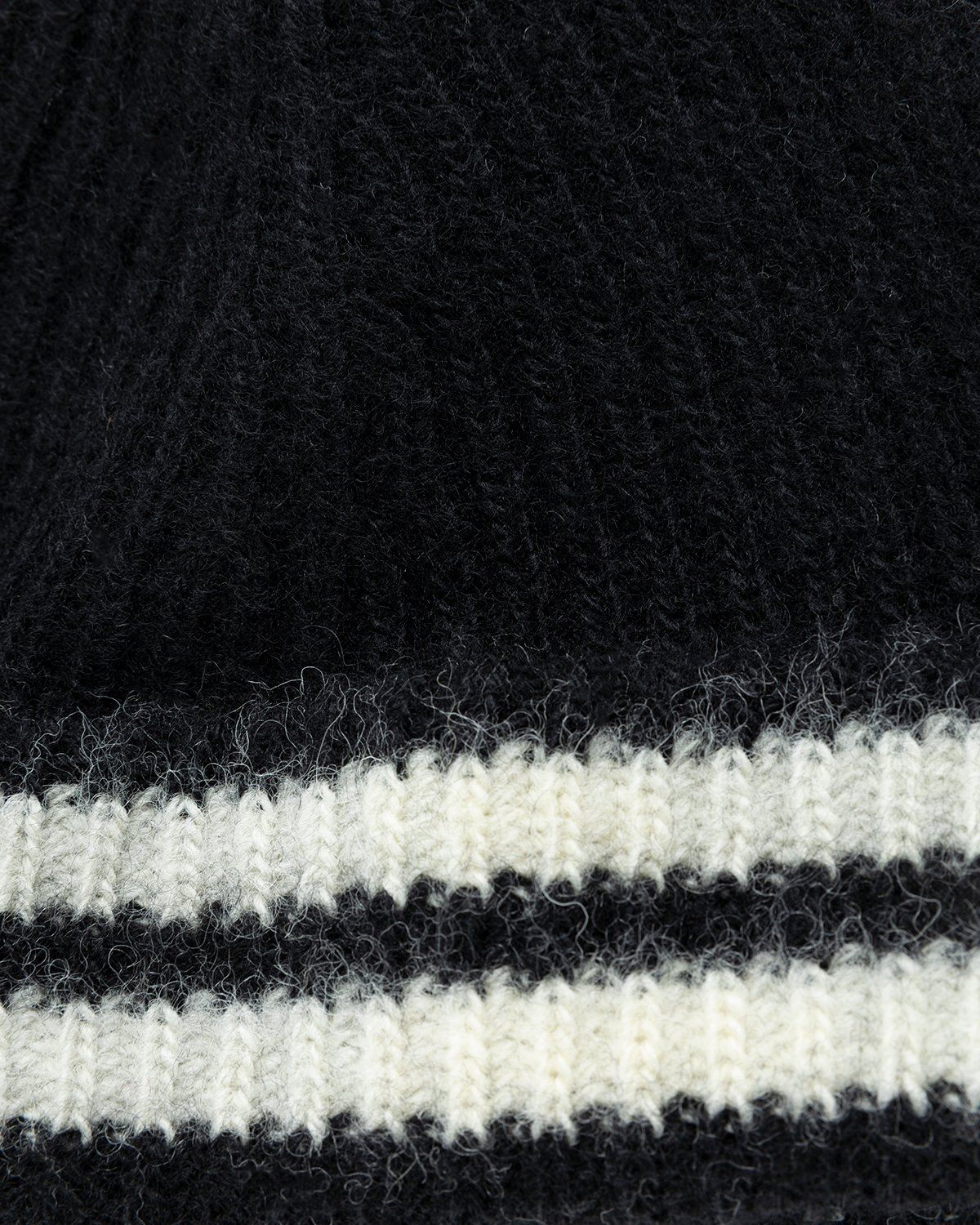 Our Legacy – Knitted Stripe Hat Black Ivory Wool - Hats - Black - Image 4