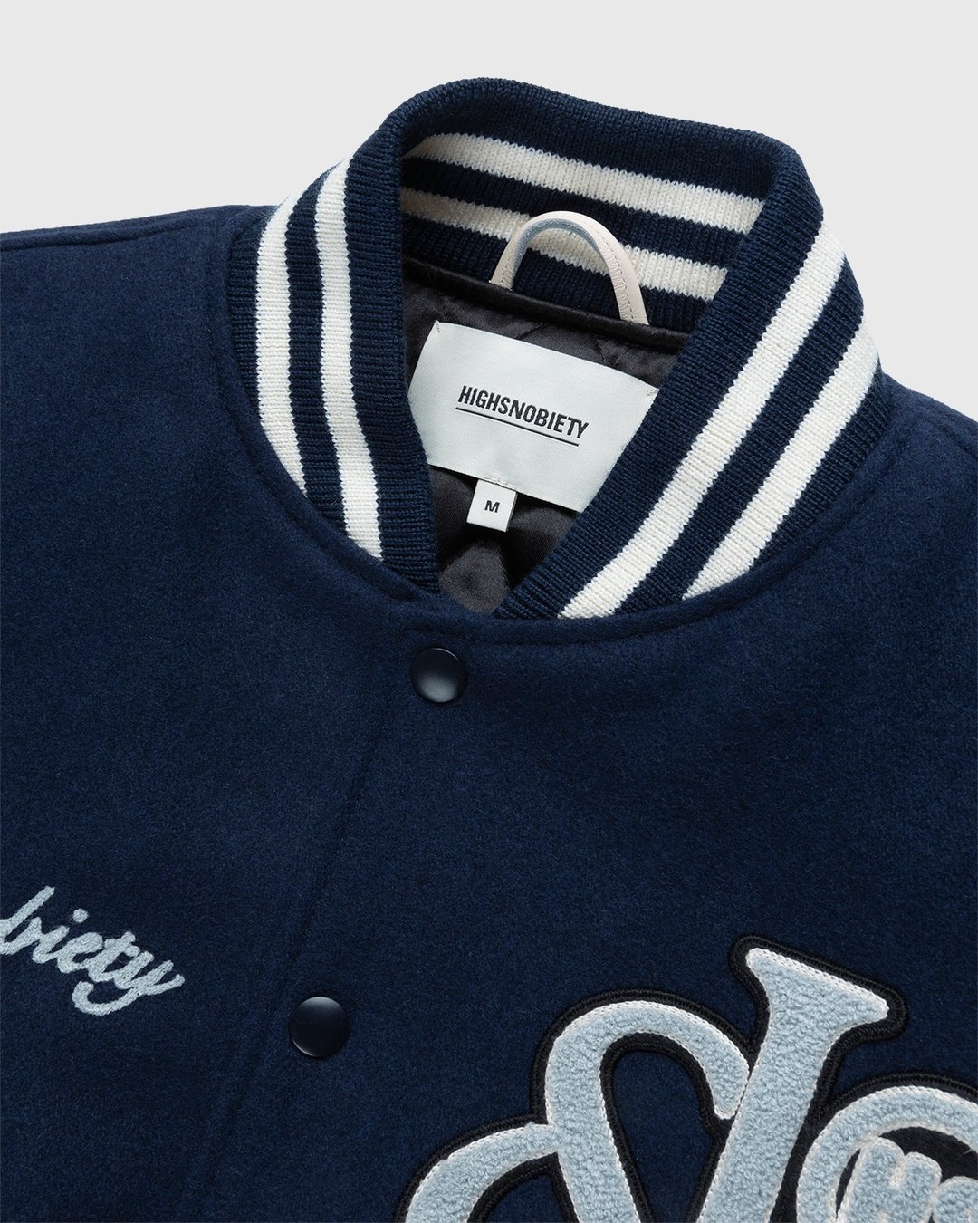Jacob & Co. x Highsnobiety – Logo Varsity Jacket Navy Creme - Outerwear - Blue - Image 3