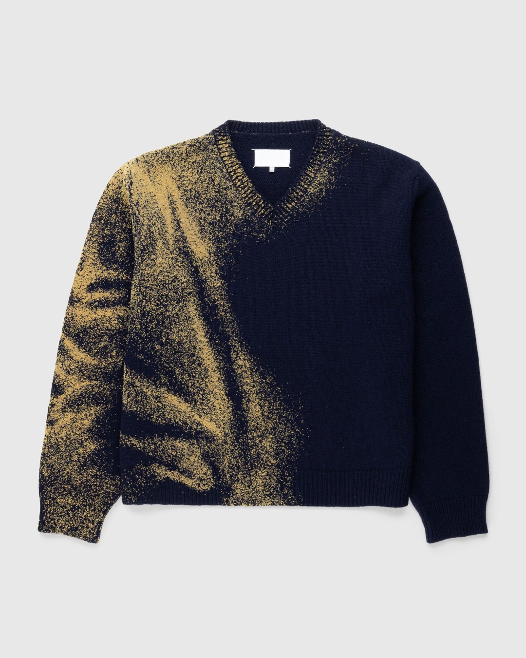 Maison Margiela – Wool V-Neck Sweater Navy - Knitwear - Blue - Image 1