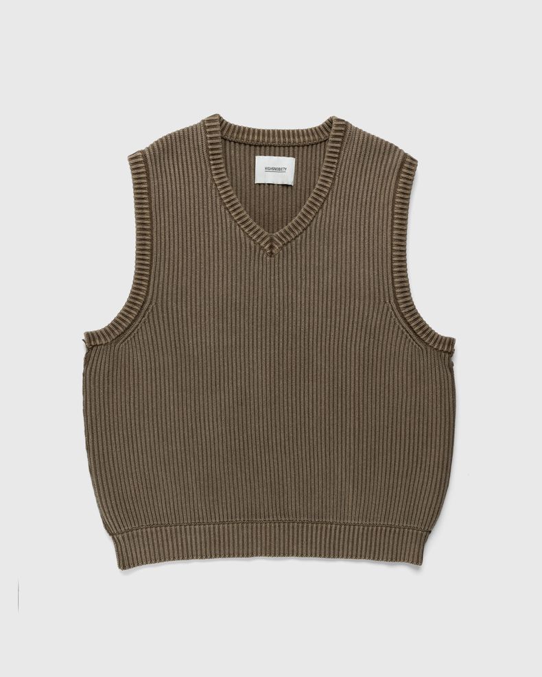 Highsnobiety – Pigment Dyed Loose Knit Sweater Vest Brown