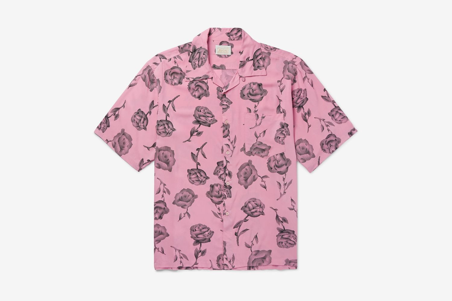 Camp-Collar Printed Voile Shirt