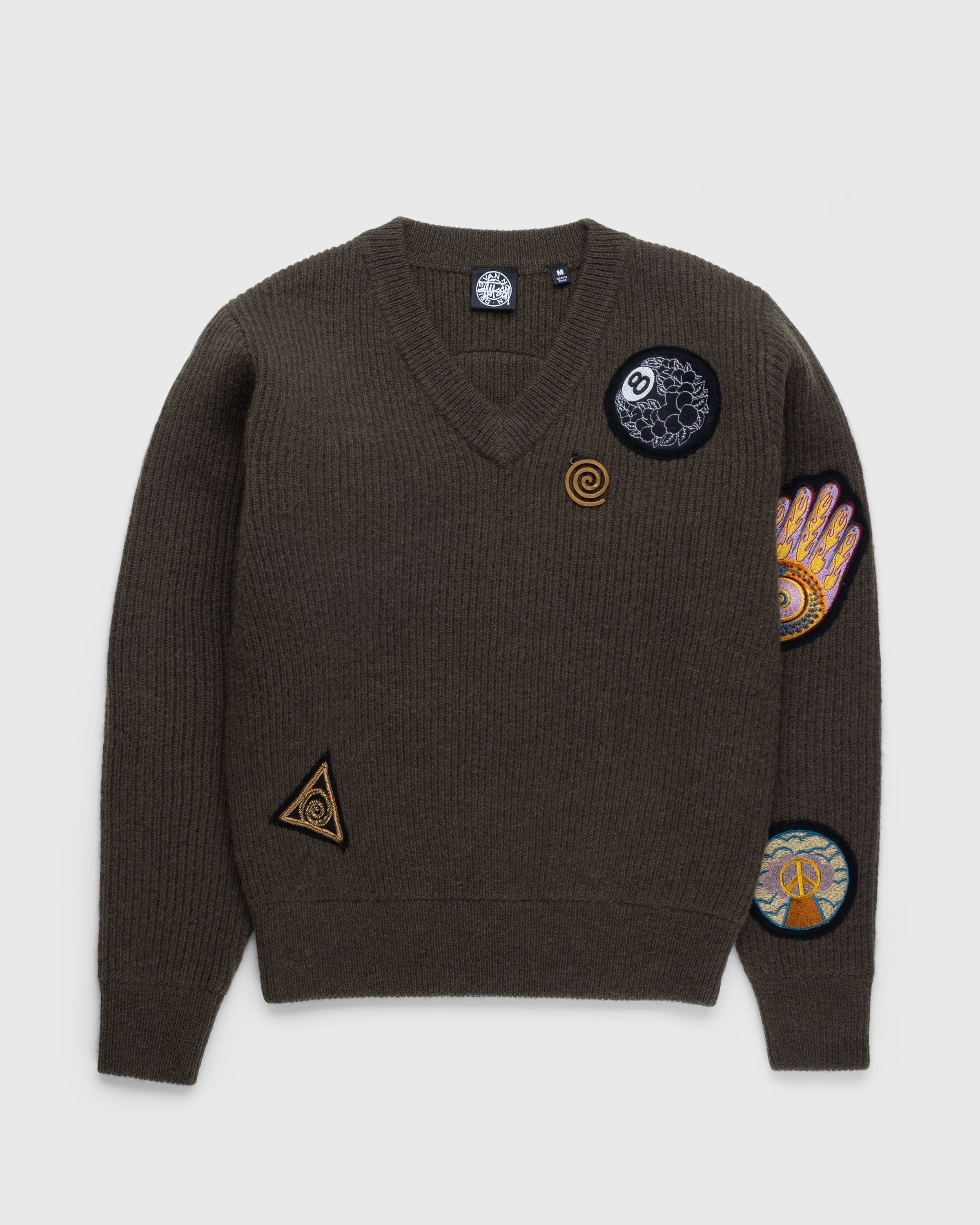 Stüssy x Dries van Noten – Badge Sweater - Knitwear - Brown - Image 1