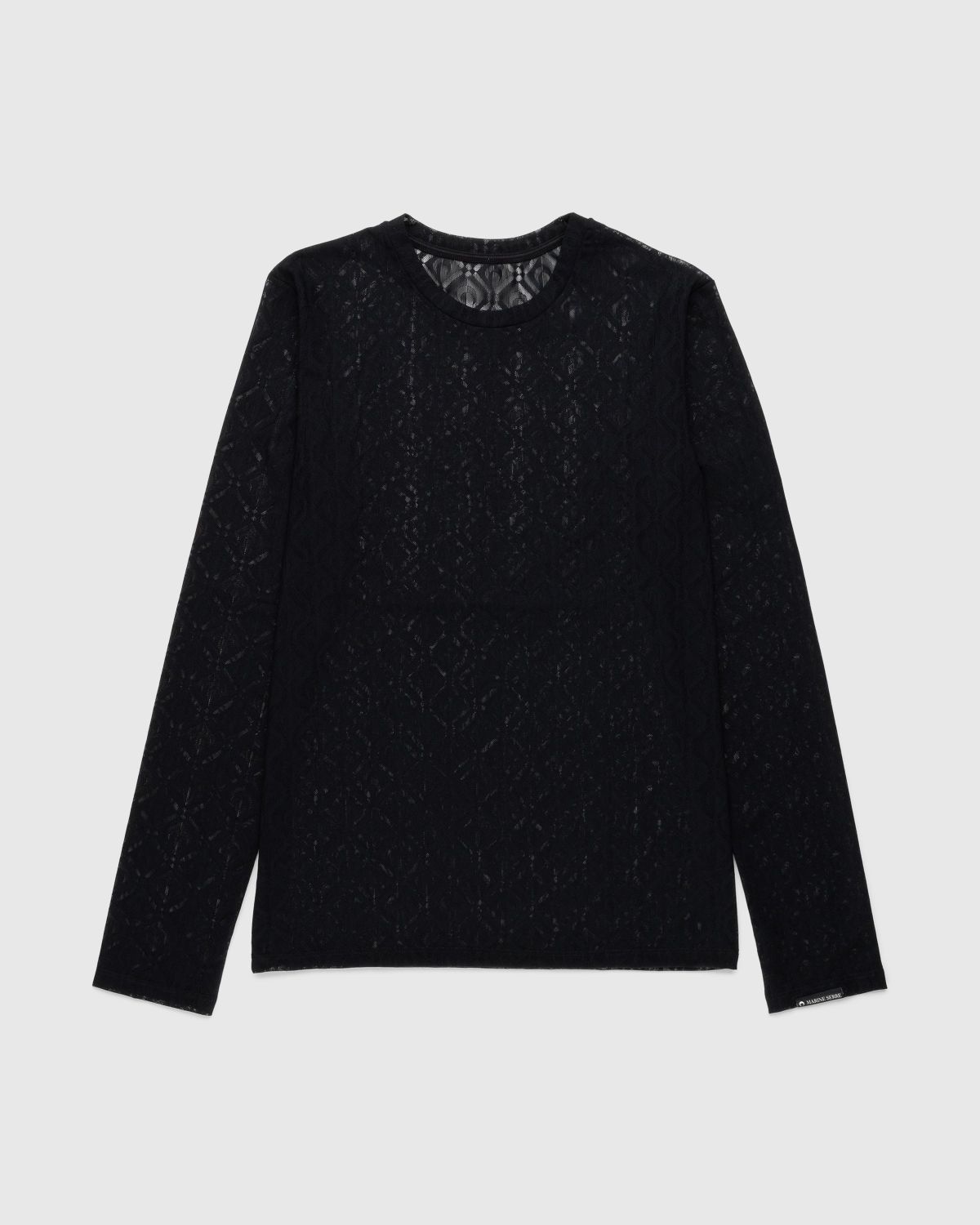 Marine Serre – Moon Diamant Mesh Jacquard Longsleeve Top Black - Tank Tops - Black - Image 1