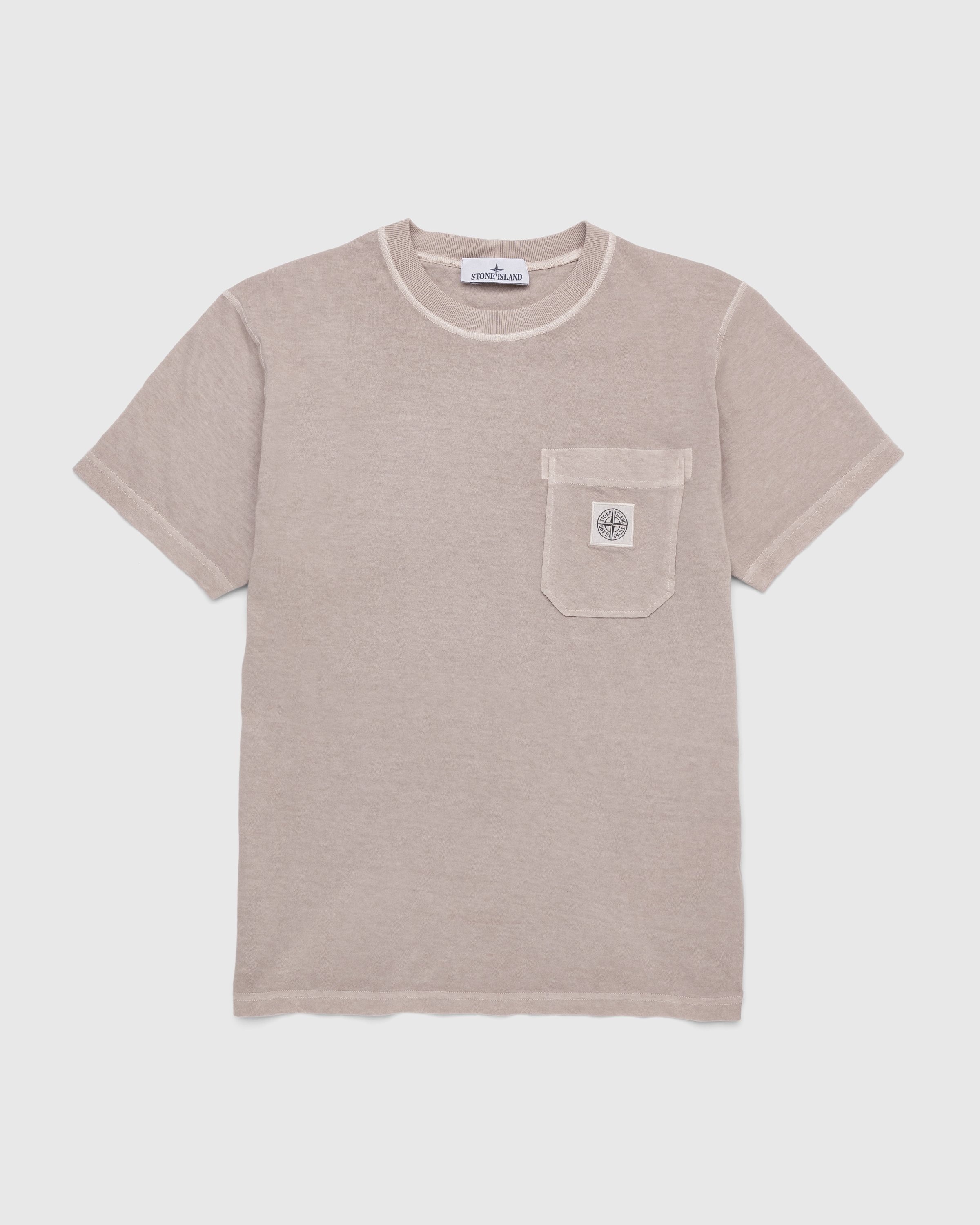 Beige stone island t shirt hotsell