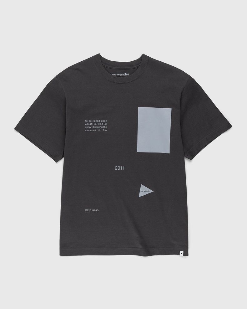 And Wander – Composition T-Shirt Charcoal