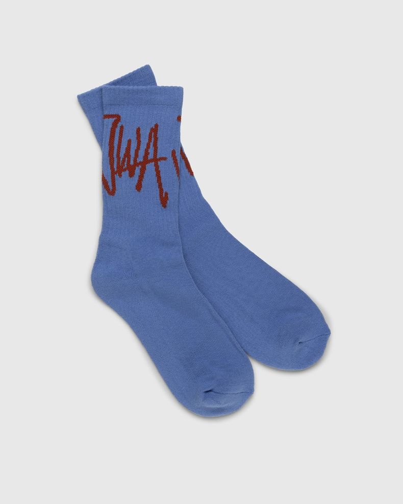 J.W. Anderson – Handwritten JWA Logo Short Ankle Socks Light Blue