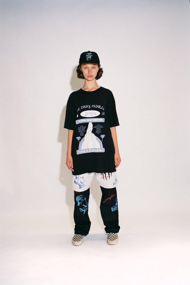 A model wears new pieces from the Jungles Jungles SS20 Collection