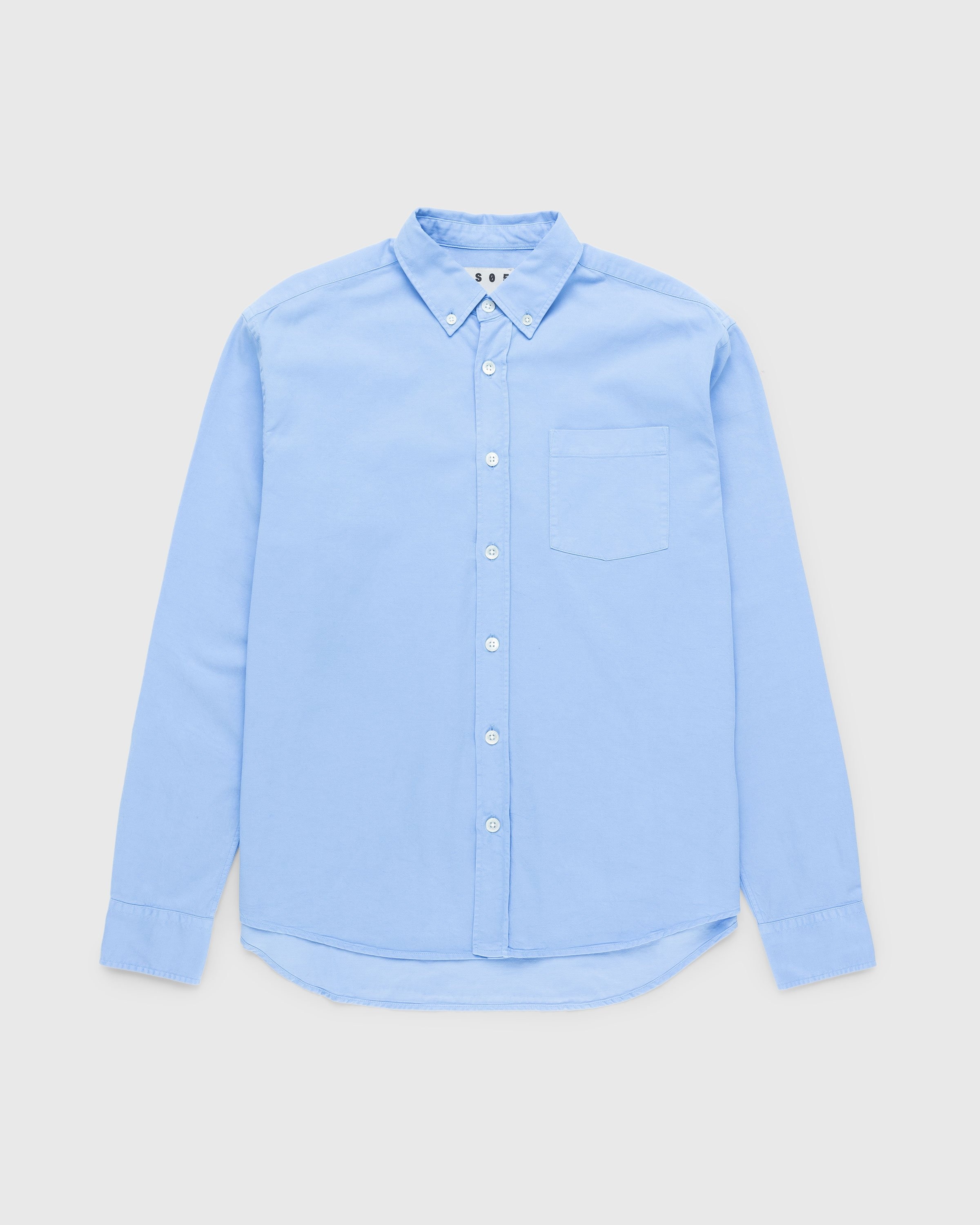 Highsnobiety HS05 – Garment-Dyed Peach Long-Sleeve Shirt Blue - Shirts - Blue - Image 1
