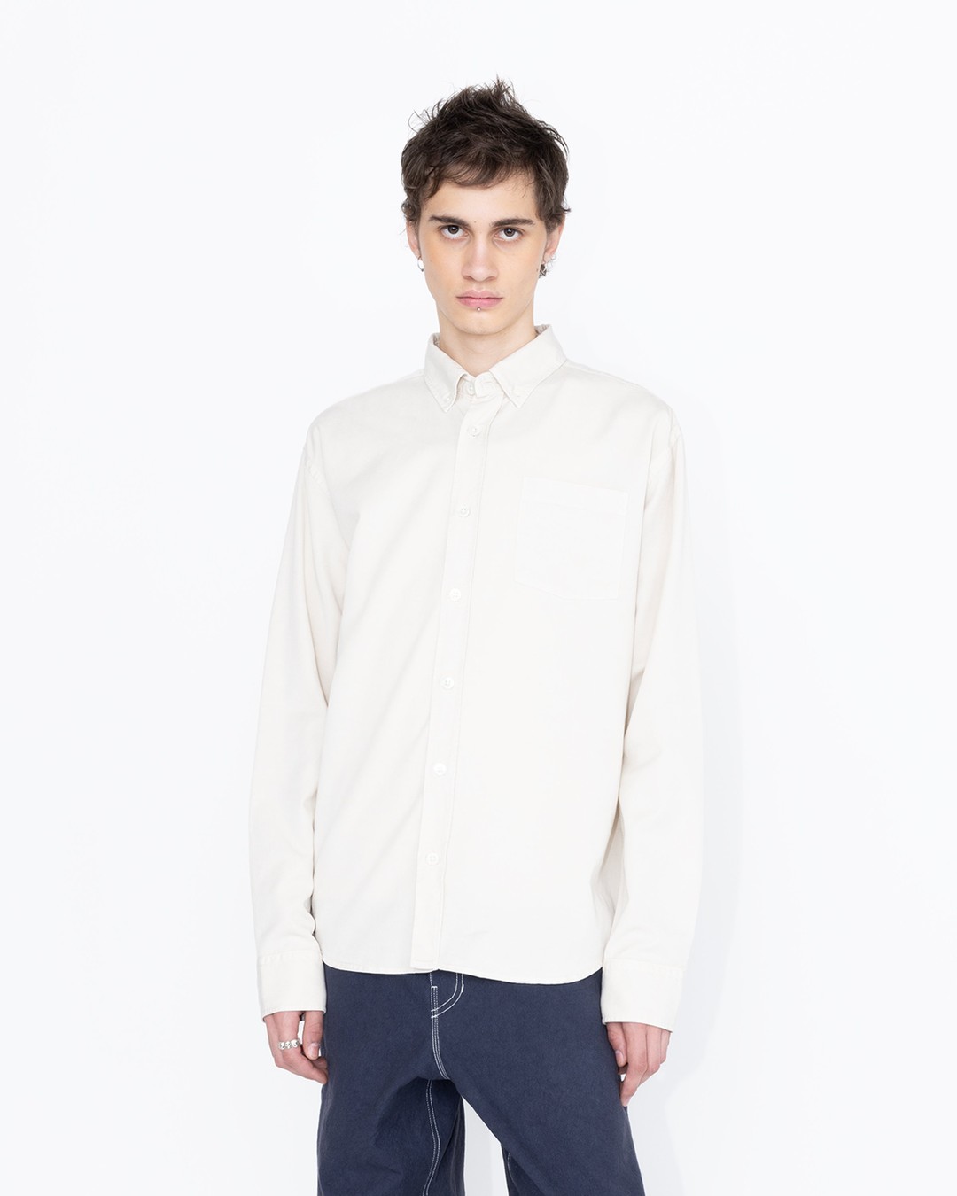 Highsnobiety HS05 – Garment-Dyed Peach Long-Sleeve Shirt Grey - Shirts - Grey - Image 5