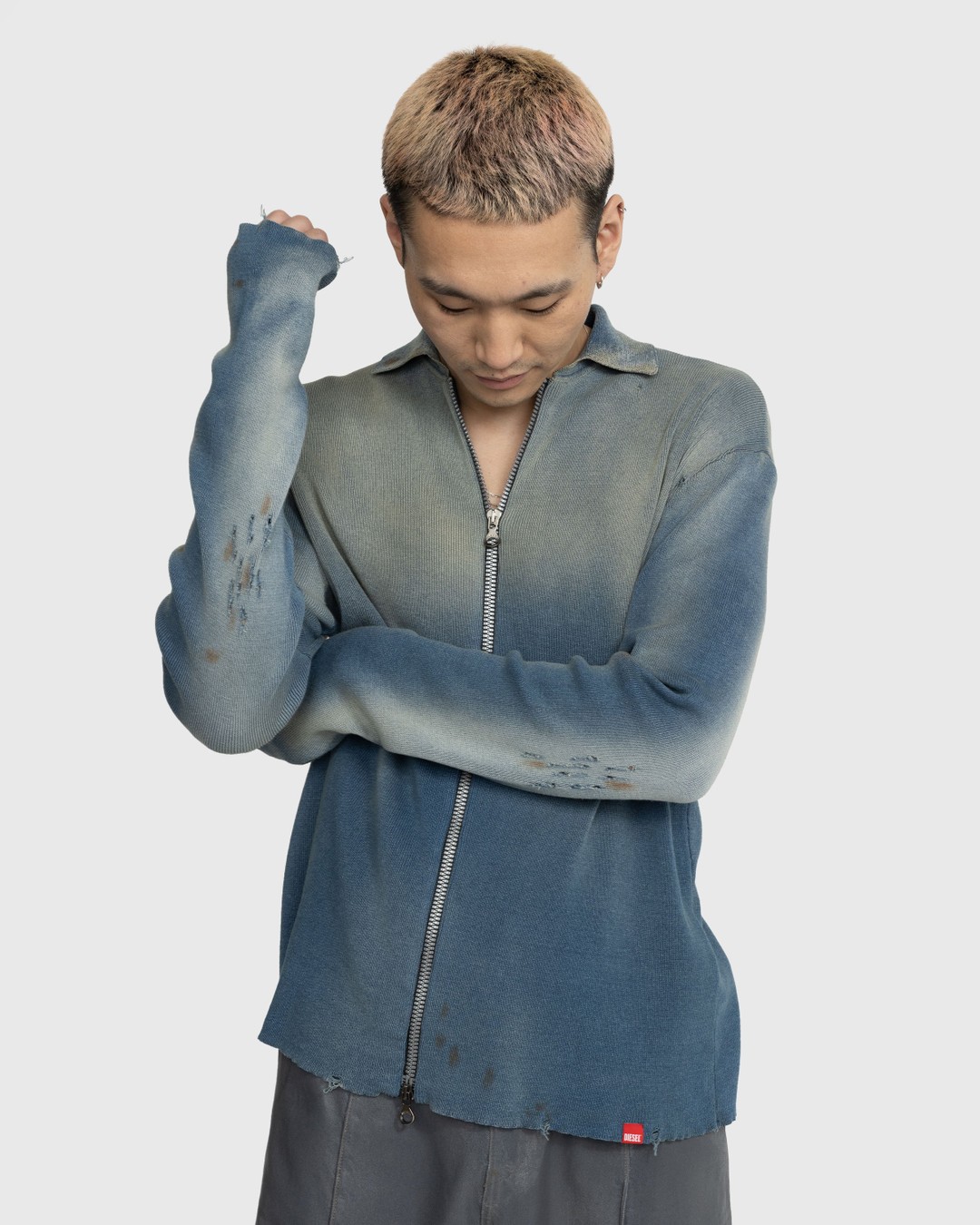 Diesel – K-Addock Ribbed Cardigan Blue - Outerwear - Grey - Image 5