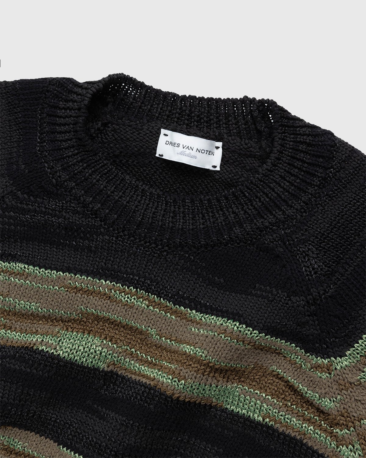 Dries van Noten – Janitor Intarsia Knit Sweater Black - Crewnecks - Black - Image 5