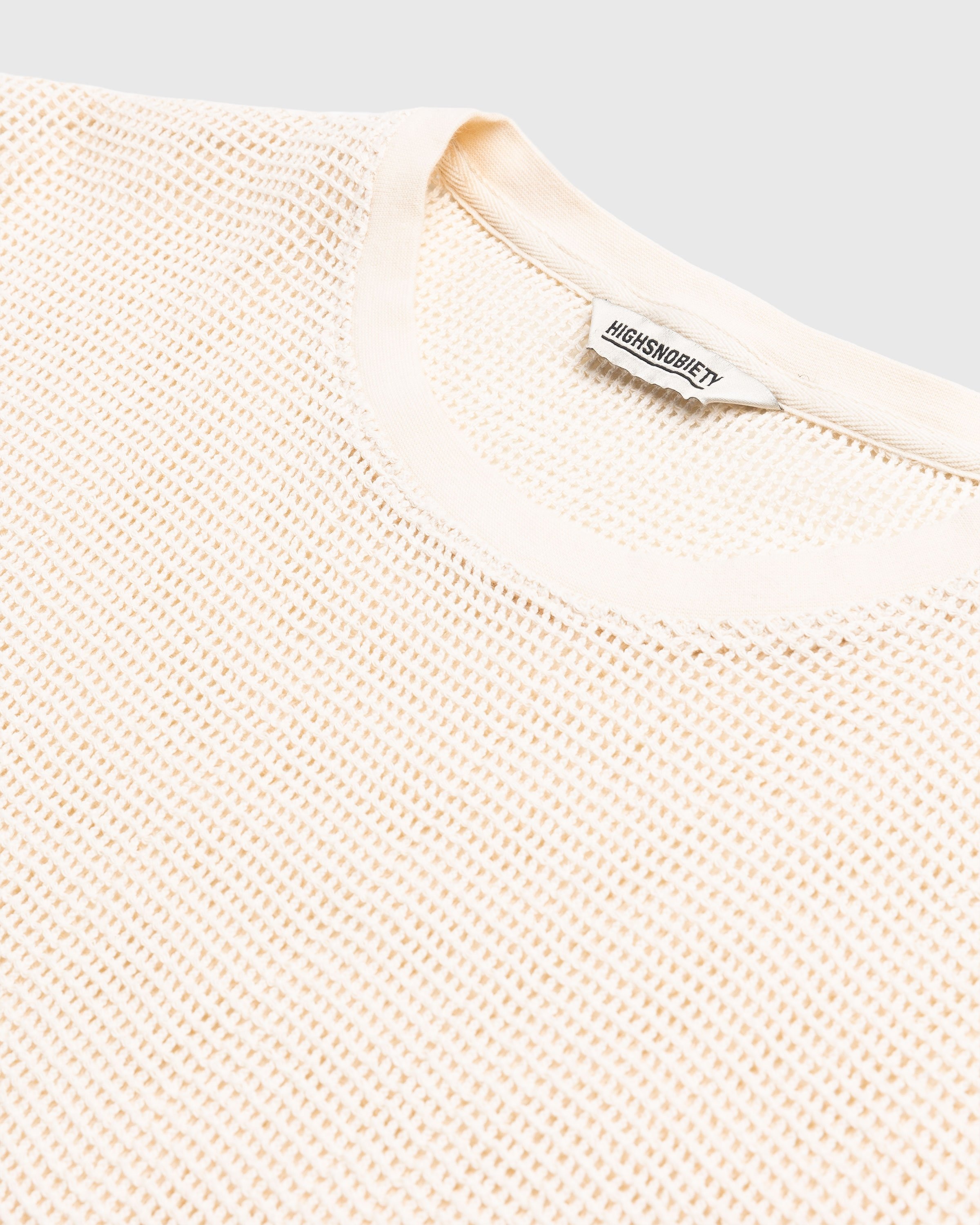 Highsnobiety – Cotton Mesh Knit T-Shirt Beige - T-shirts - Beige - Image 6