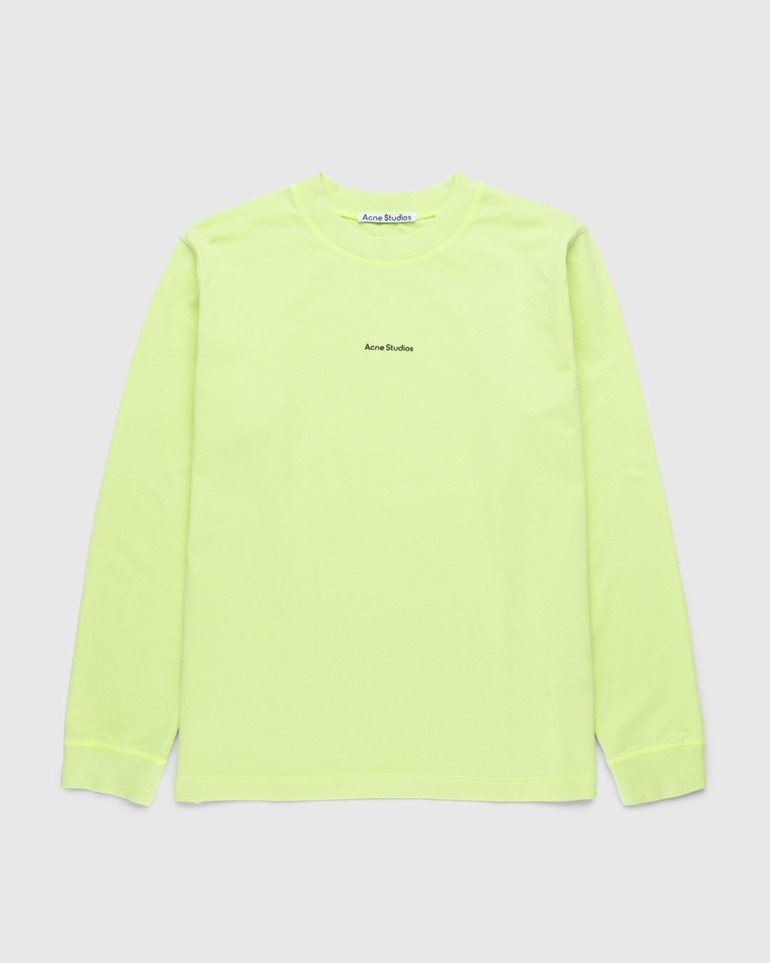 Acne Studios – Organic Cotton Logo Longsleeve T-Shirt Fluo Green - Longsleeves - Green - Image 1