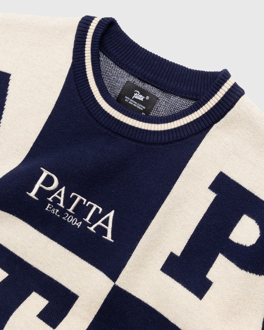 Patta – Alphabet Knitted Sweater Evening Blue/Pale Khaki - Knitwear - Green - Image 5
