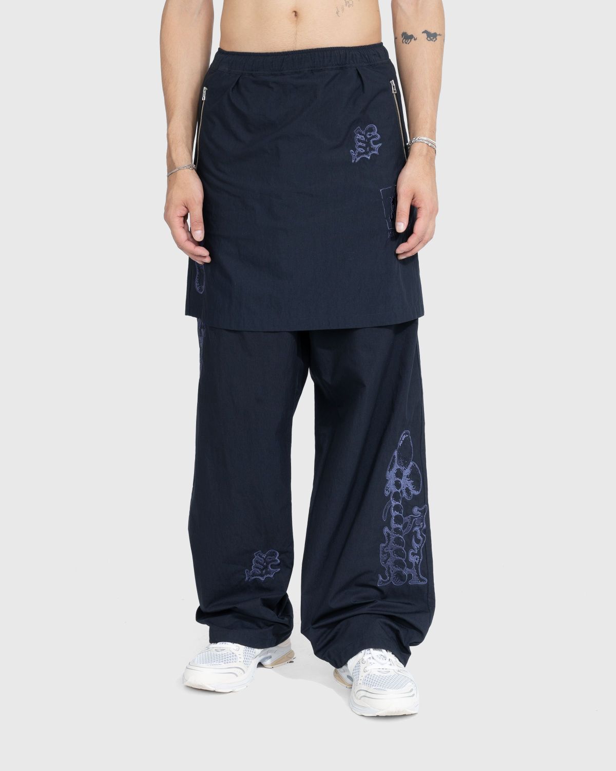 NTS x Highsnobiety – Brushed Nylon Skirt Navy - Skirts - Black - Image 3