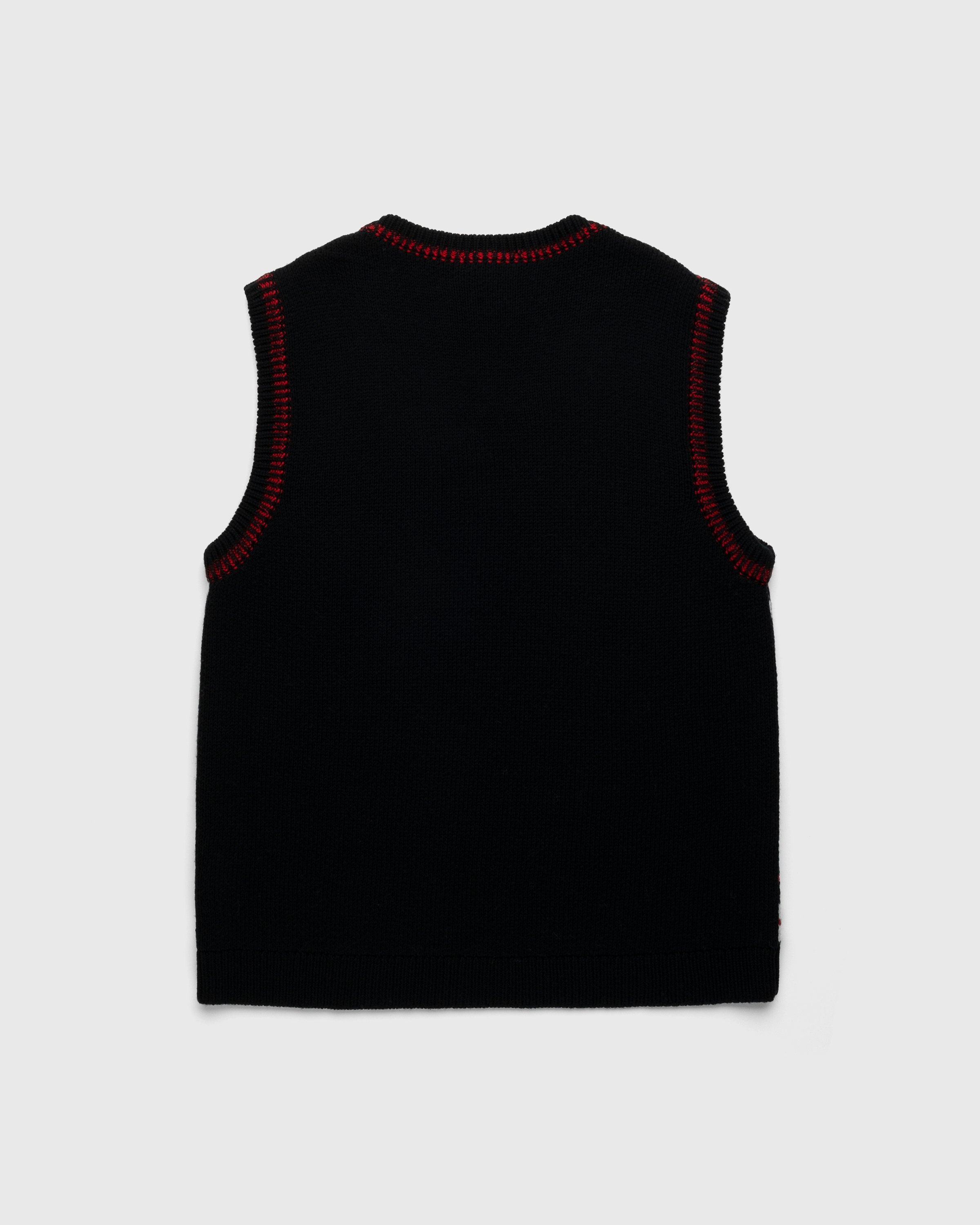 Marine Serre – Harlequeen Pullover V-Neck Black - Knitwear - Black - Image 2