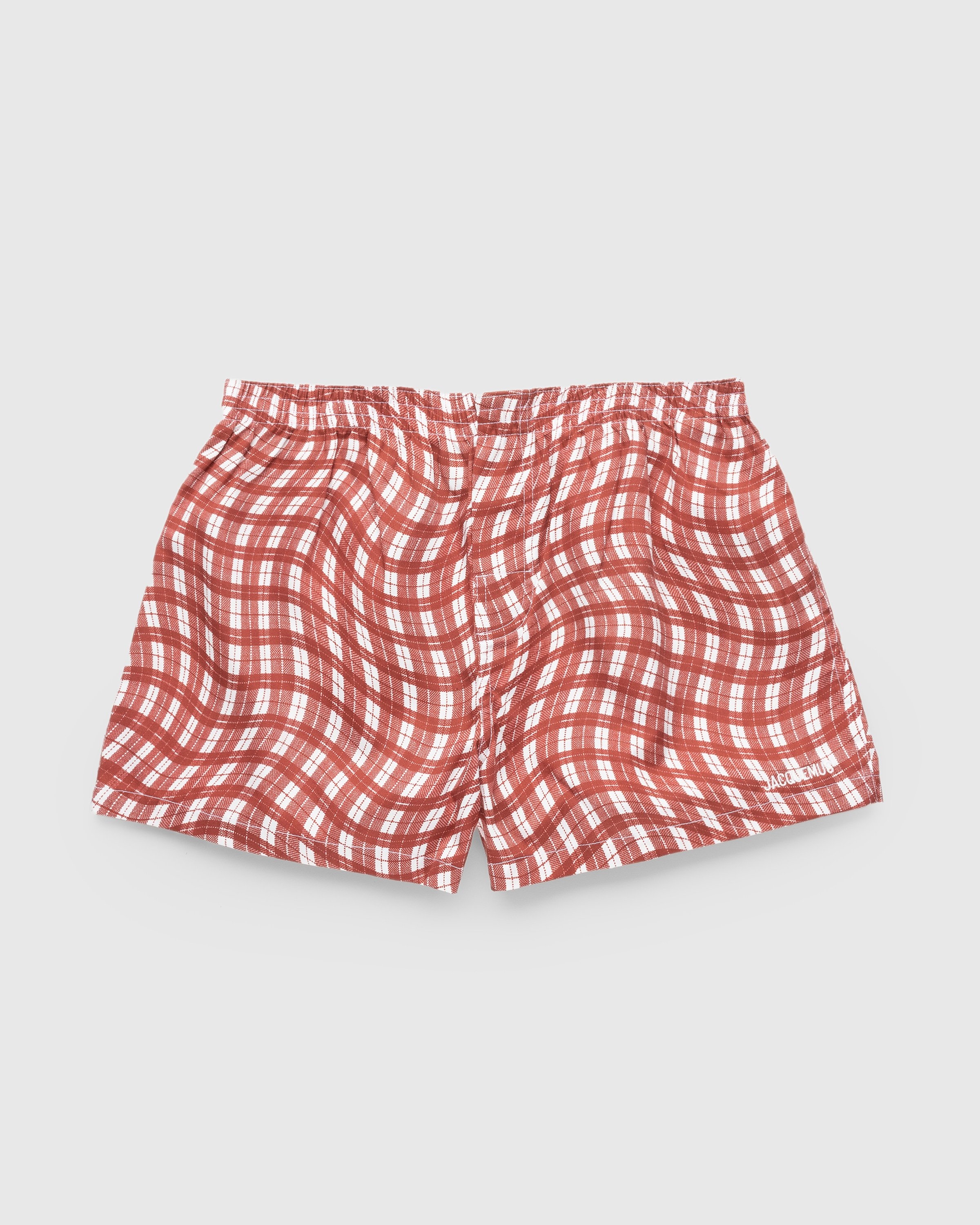 Red shop check shorts