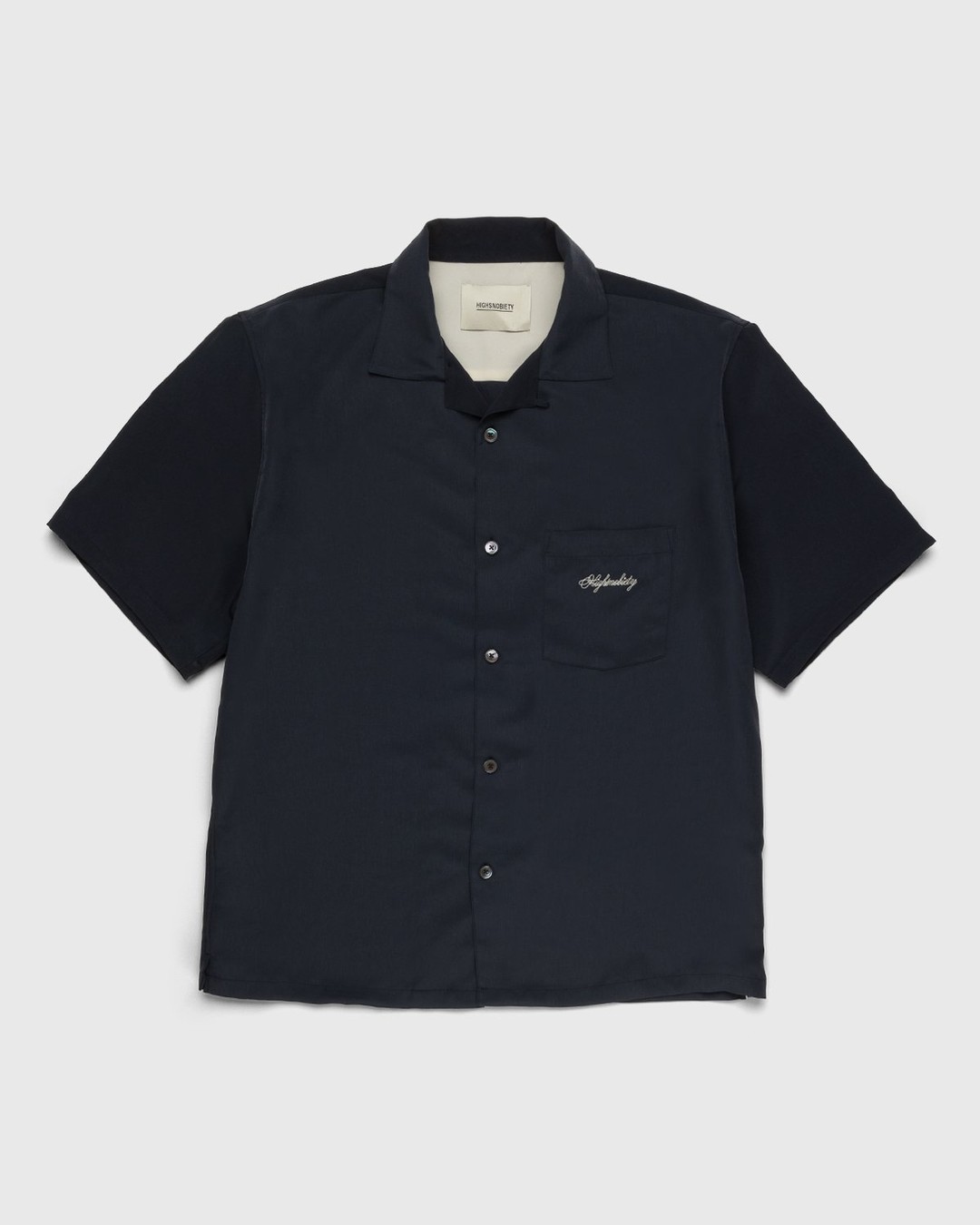 Highsnobiety – Rayon Short-Sleeve Shirt Navy Cream - Shirts - Blue - Image 1