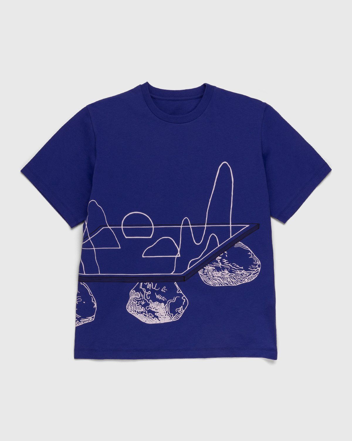 Lemaire – Printed Cotton T-Shirt Cobalt Blue - Image 1