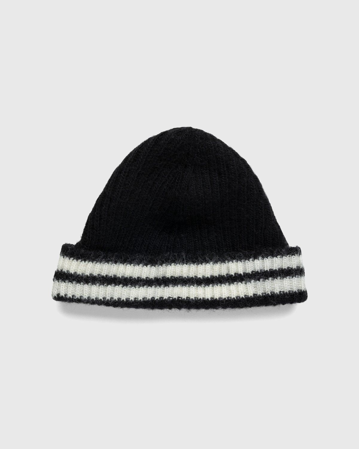 Our Legacy – Knitted Stripe Hat Black Ivory Wool