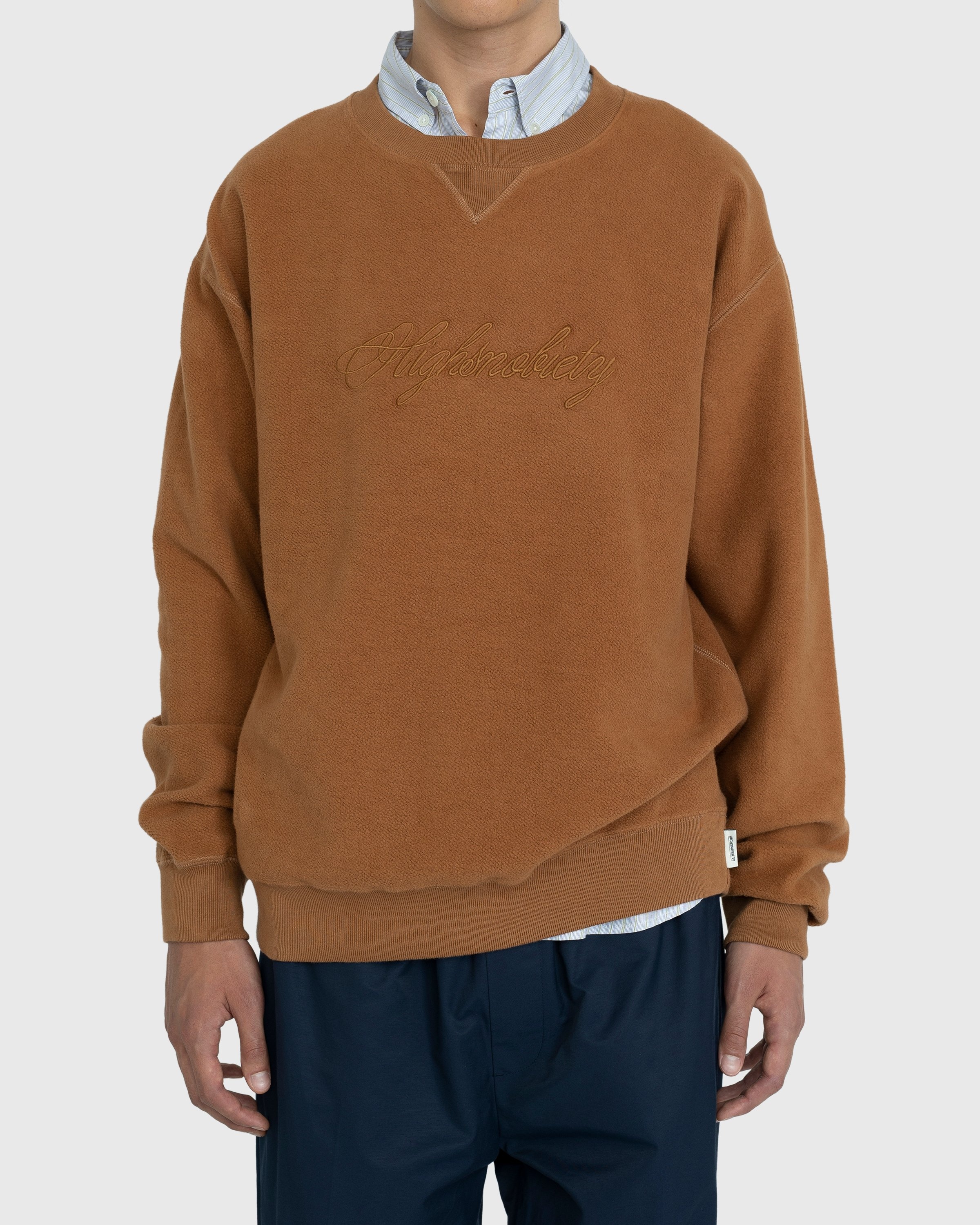 Highsnobiety – Script Logo Reverse Fleece Crew Brown - Sweats - Brown - Image 2