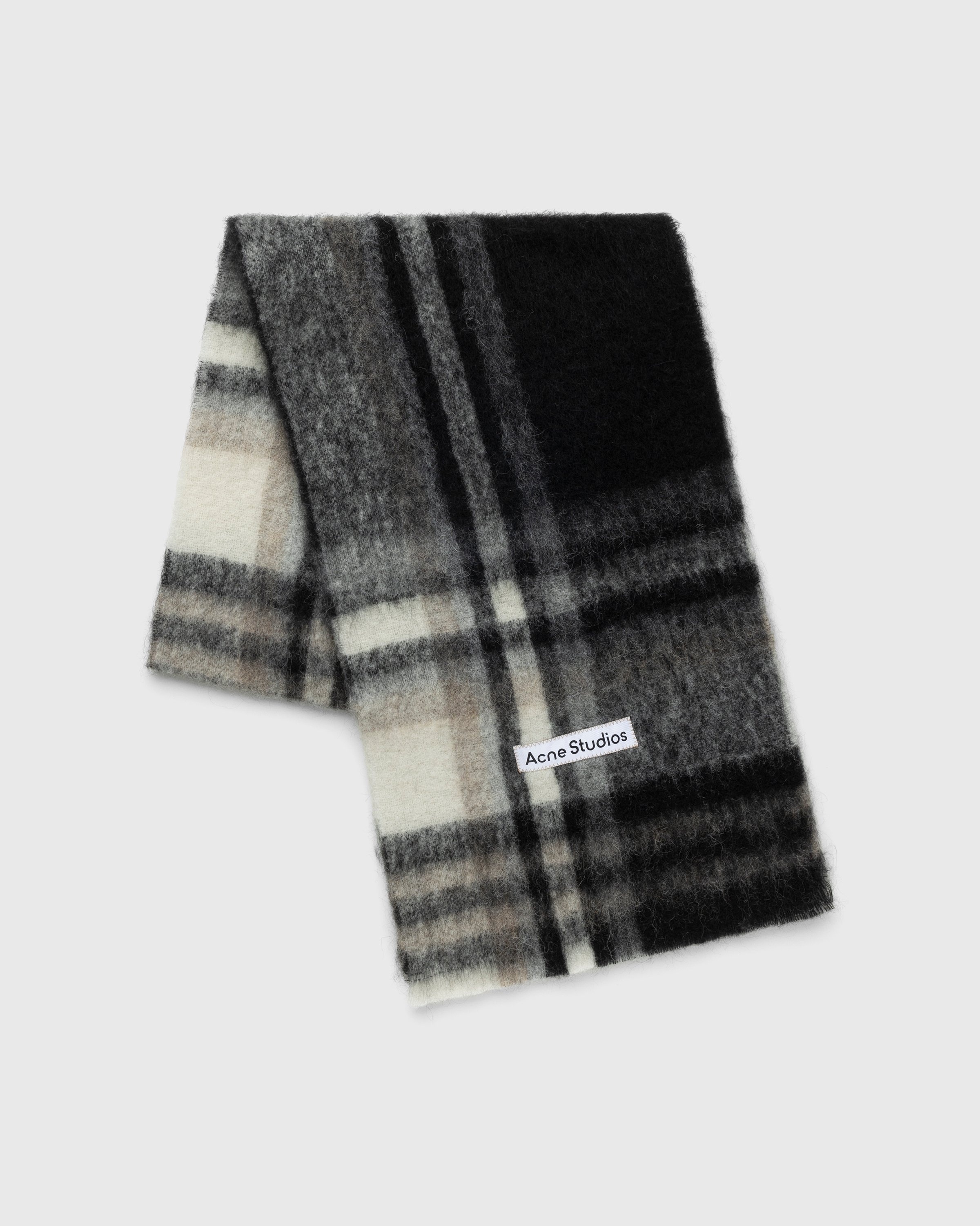 Acne Studios – Checked Mohair Scarf Grey - Scarves - Black - Image 2