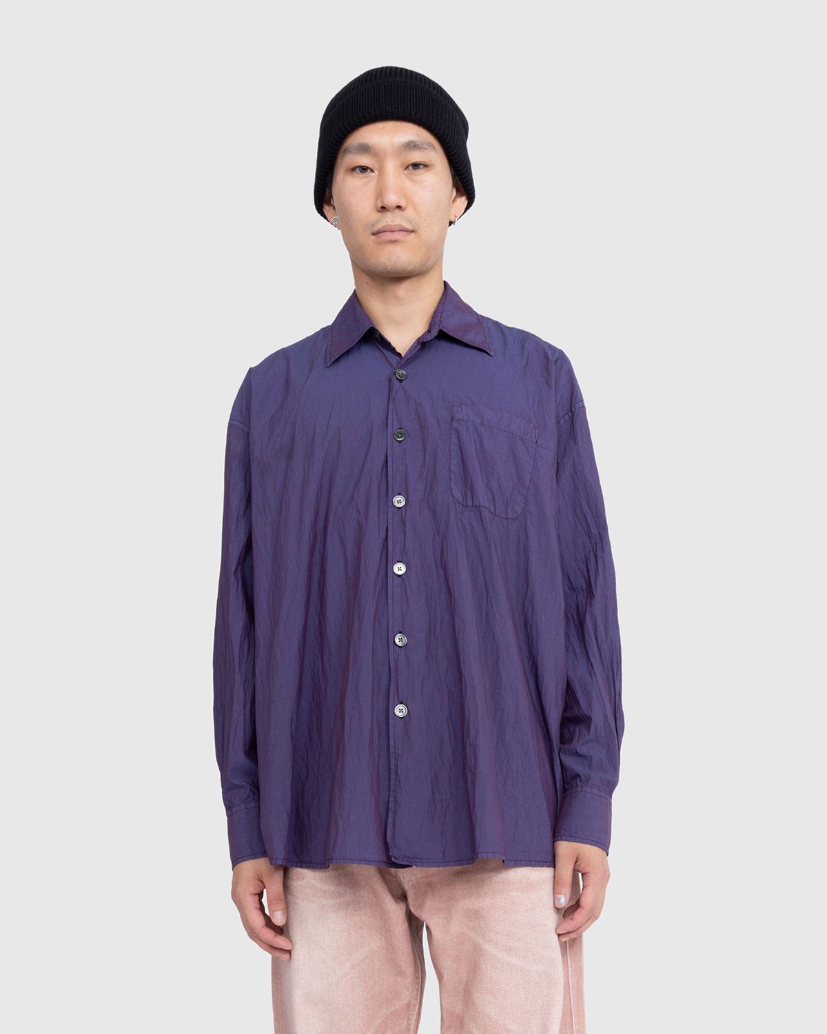 Our Legacy – Borrowed Shirt Blackcurrant Parachute Poplin - Shirts - Purple - Image 4