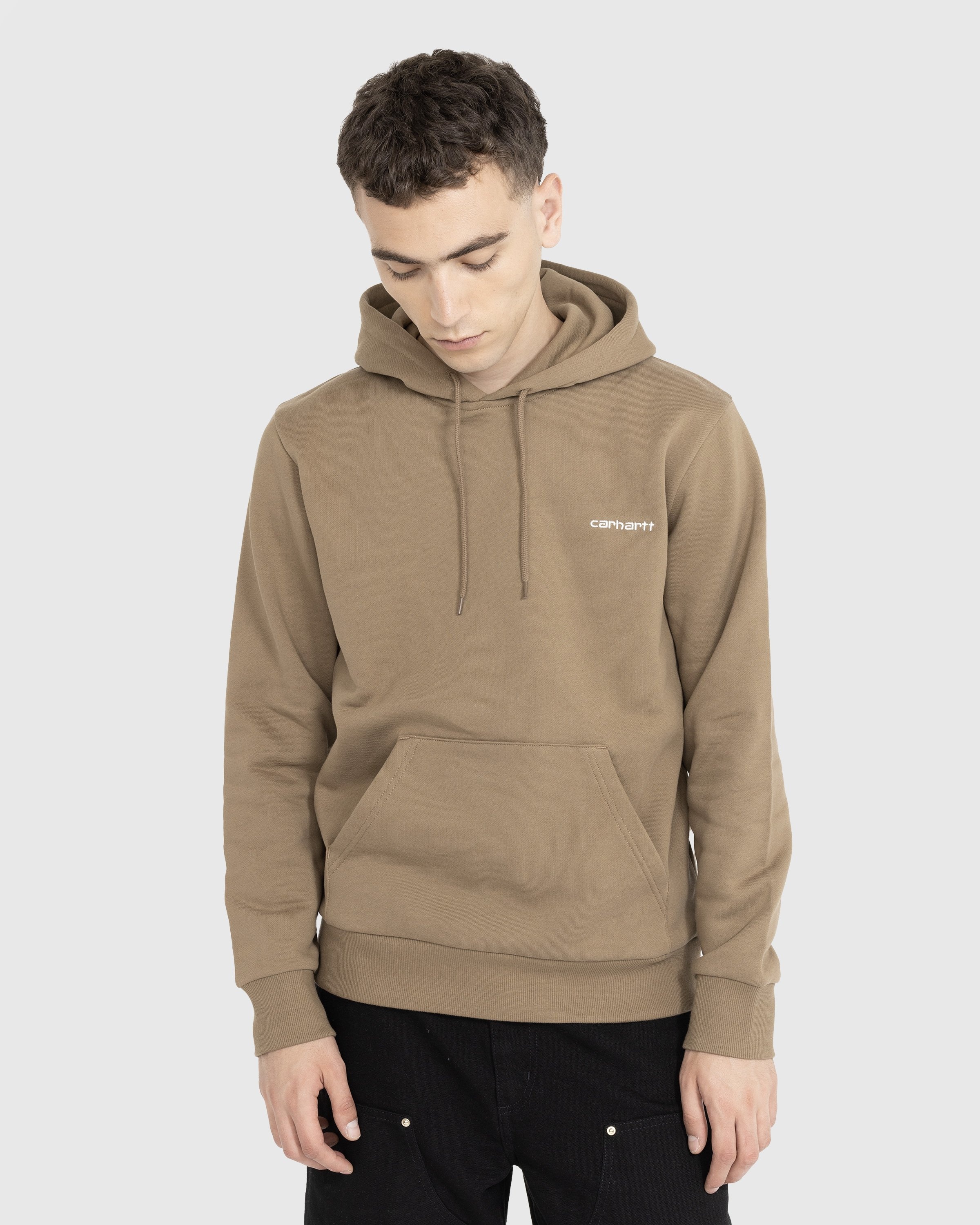 Carhartt WIP – Script Embroidery Hoodie Buffalo/White - Sweats - Green - Image 2