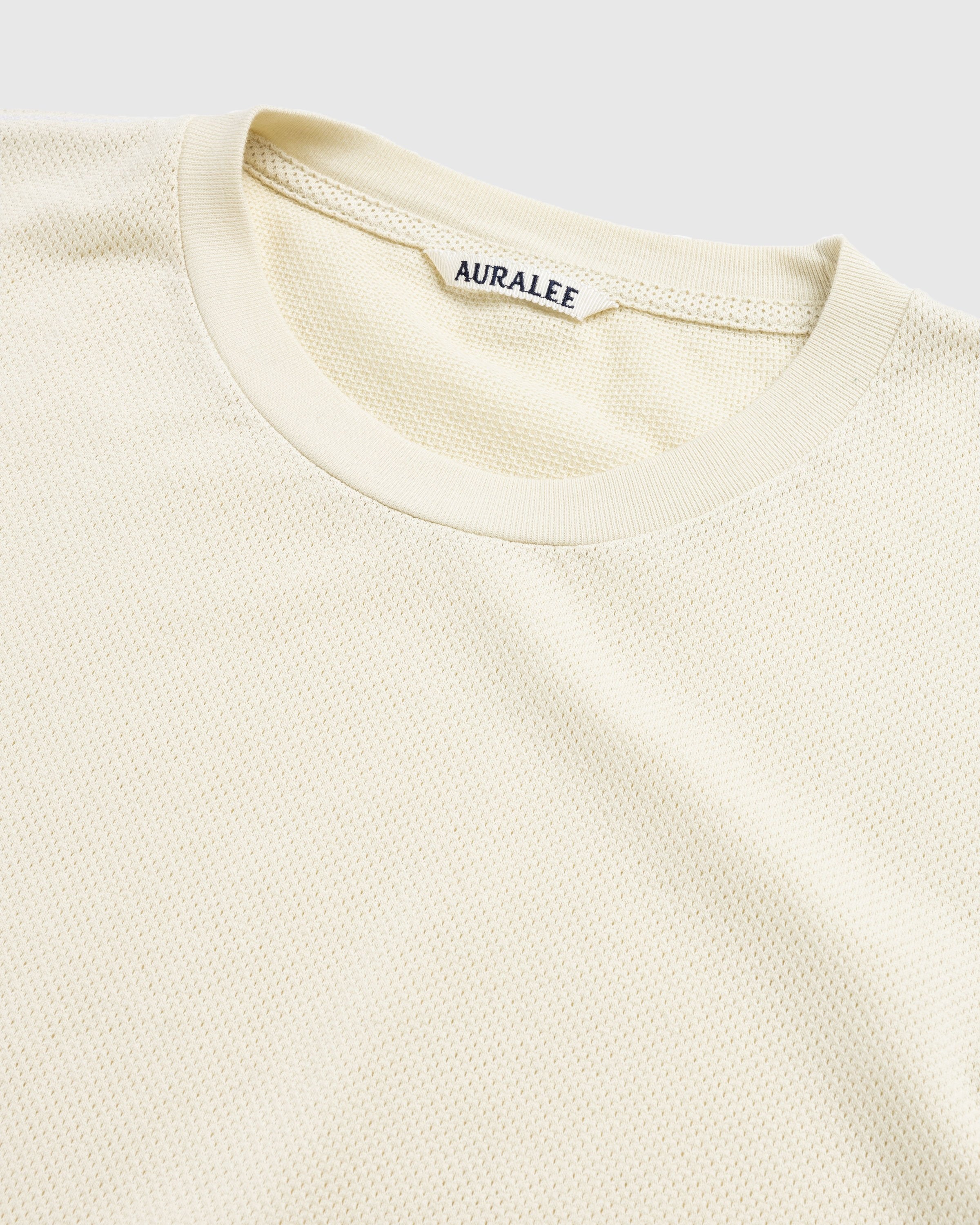 Auralee – Cotton Mesh Dyed Tee Ivory - Tops - Beige - Image 5