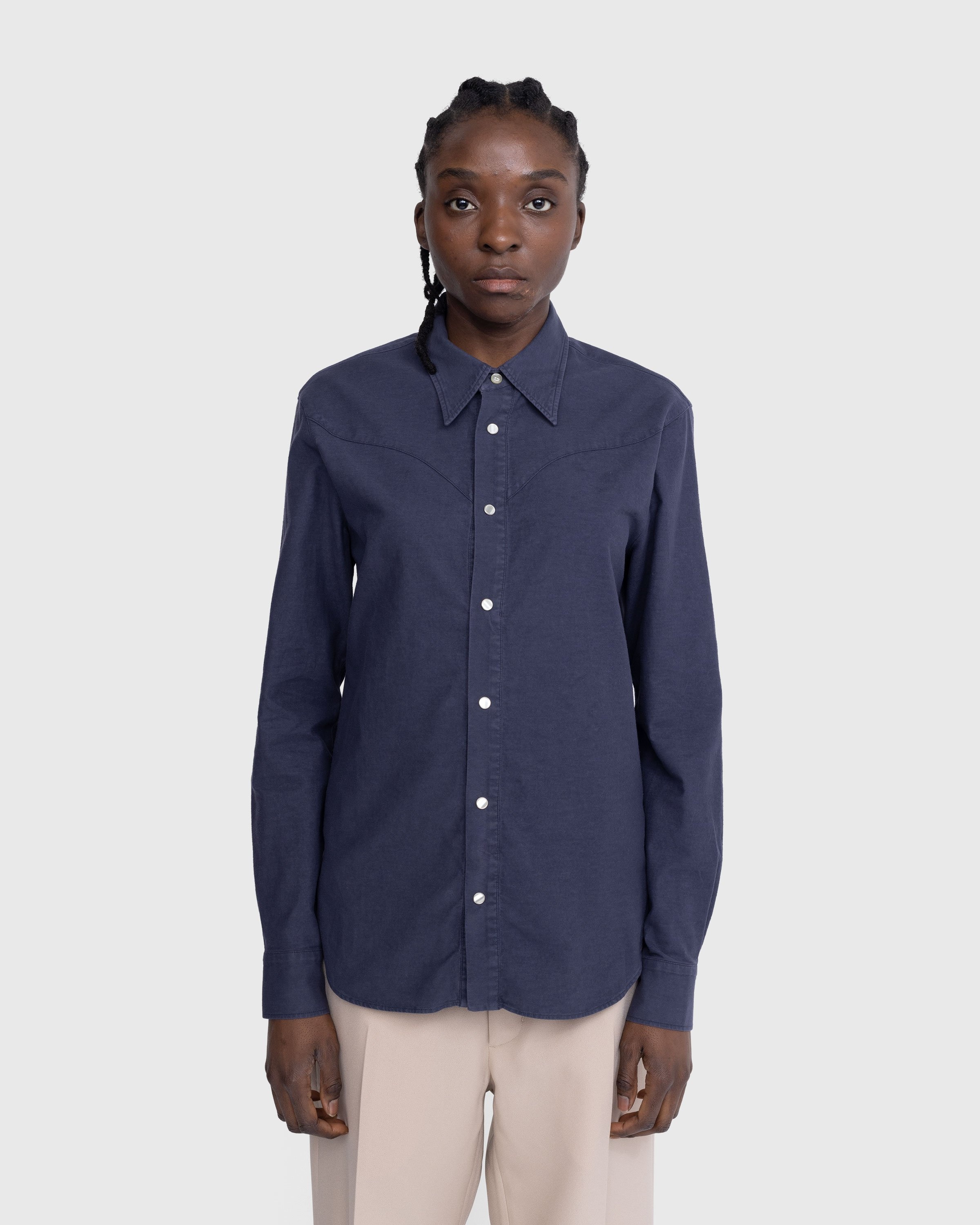Stockholm Surfboard Club Western Button Up Shirt Faded Navy
