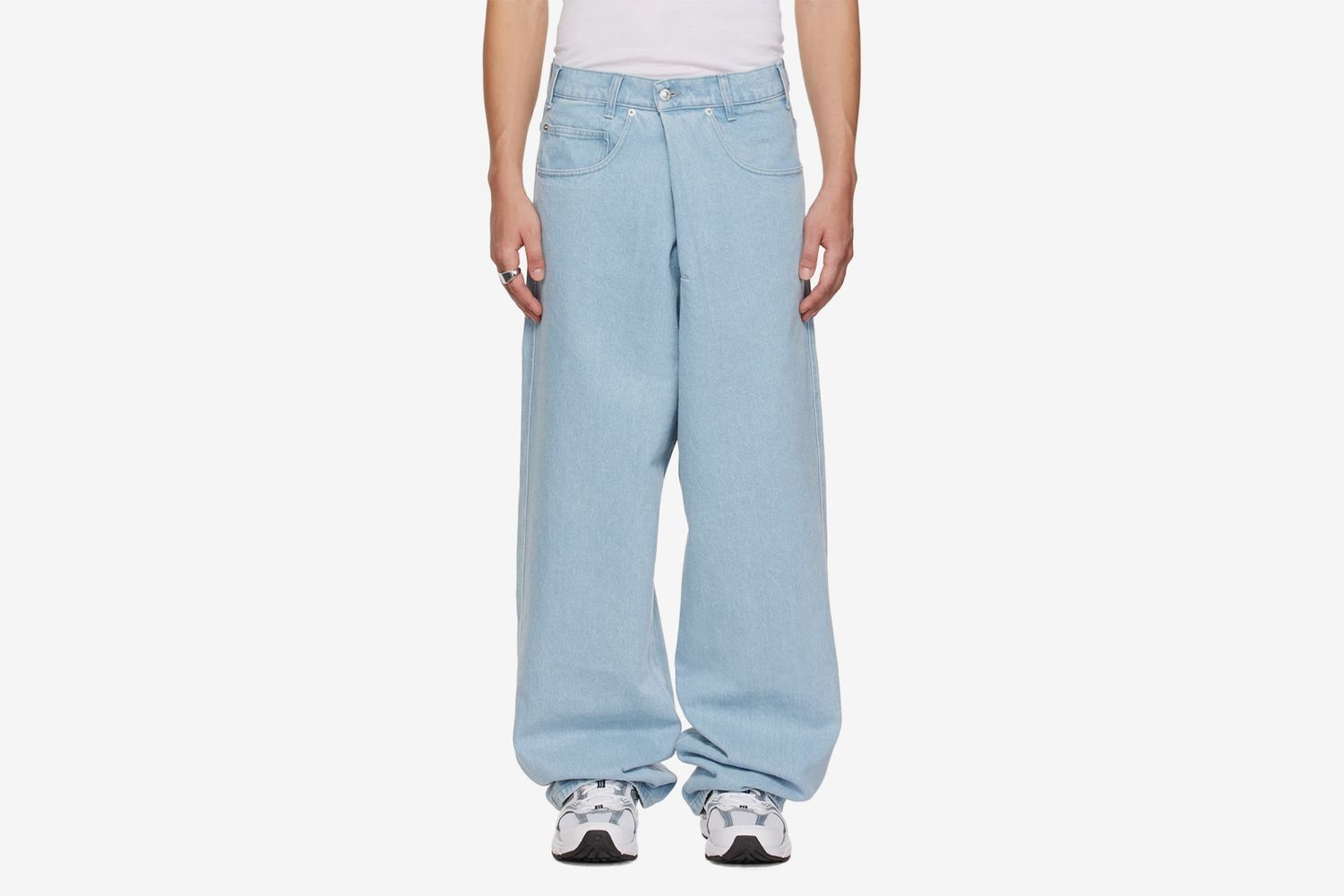 Wash Pleated Front Jeans