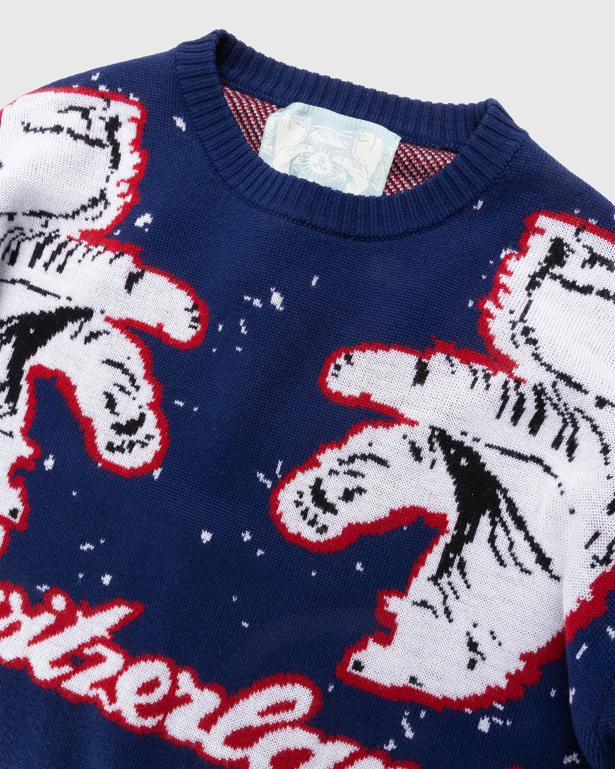 Bally – Switzerland Merino Wool Crewneck Navy/Bone - Knitwear - Blue - Image 3