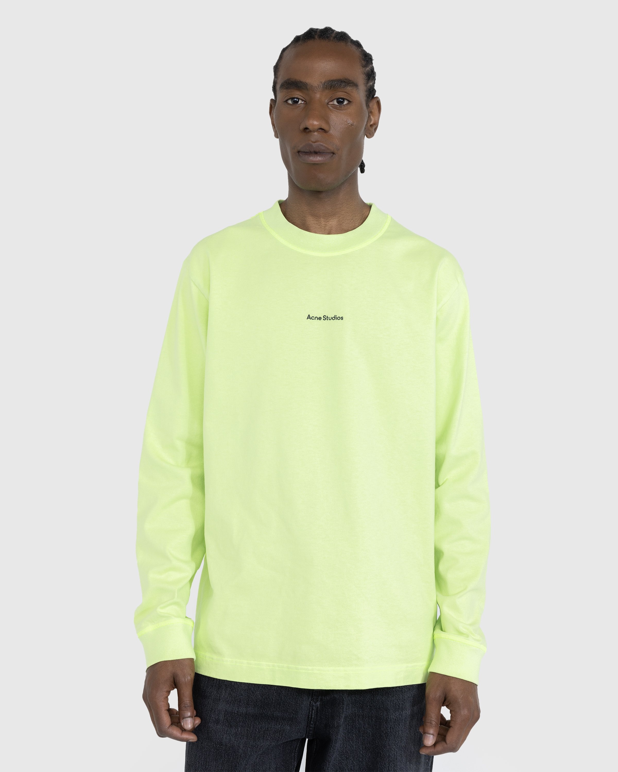 Acne Studios – Organic Cotton Logo Longsleeve T-Shirt Fluo Green - Longsleeves - Green - Image 2
