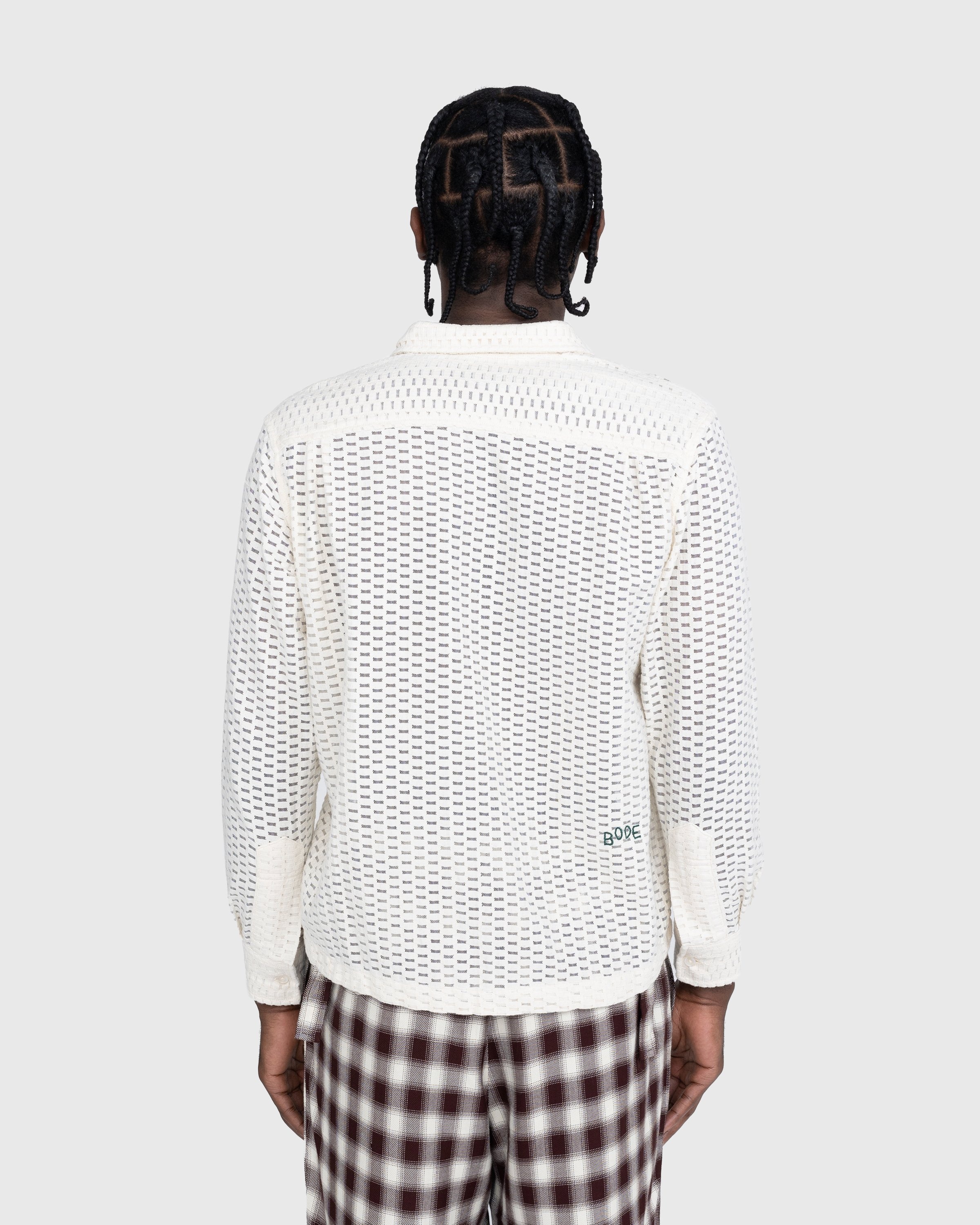 bode – Sheer Brick Lace Long-Sleeve Shirt Beige | Highsnobiety Shop