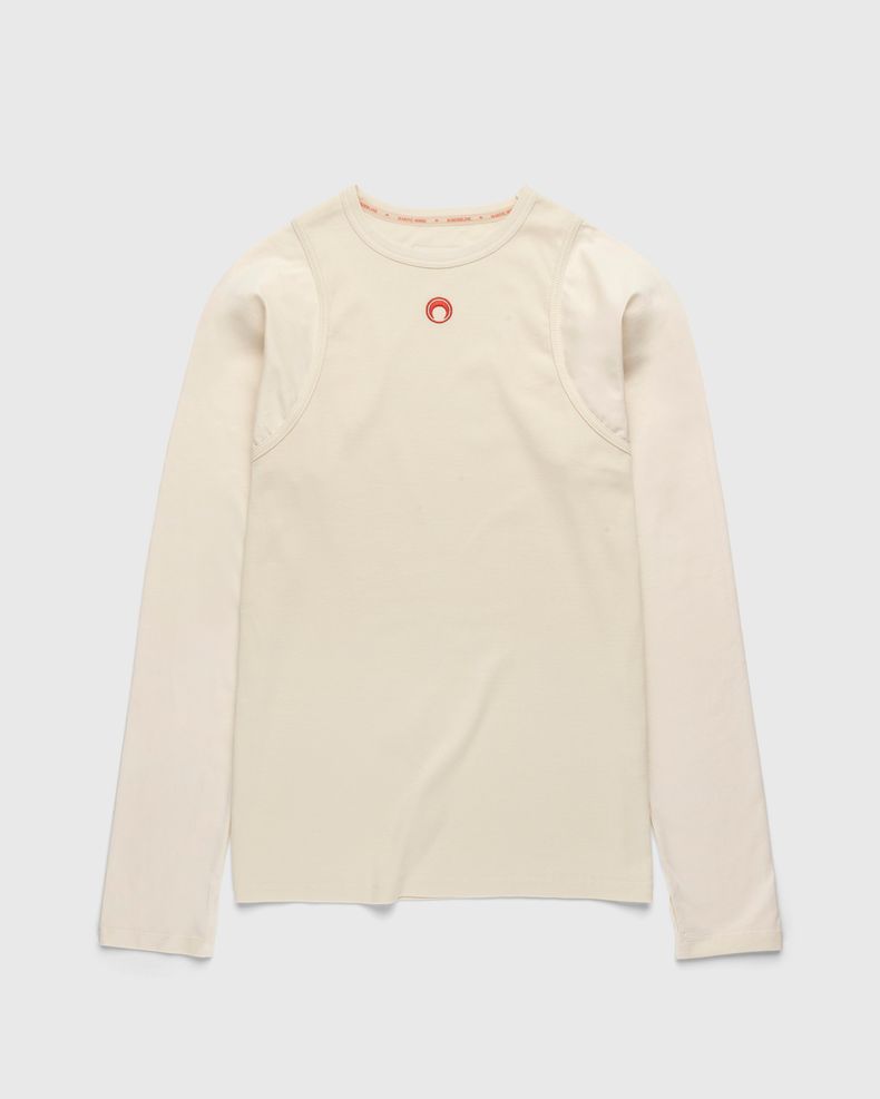 Marine Serre – Organic Cotton Relaxed Long-Sleeve Top Beige
