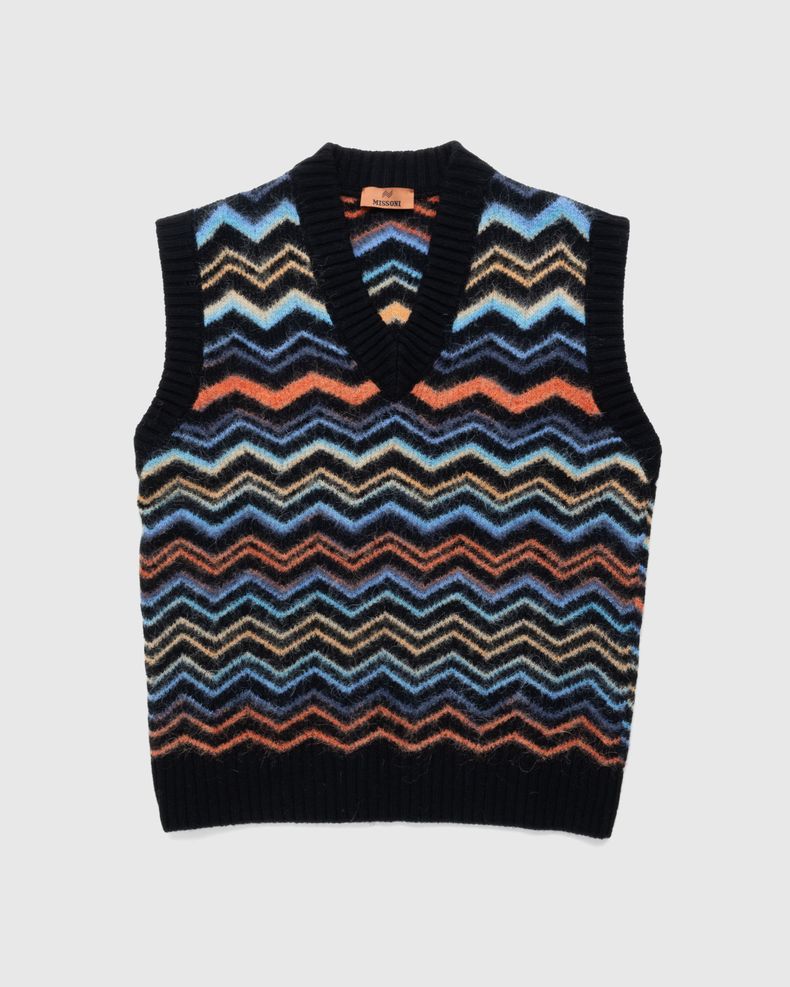 Missoni – Zig Zag Knit Vest Black/Orange/Light Blue