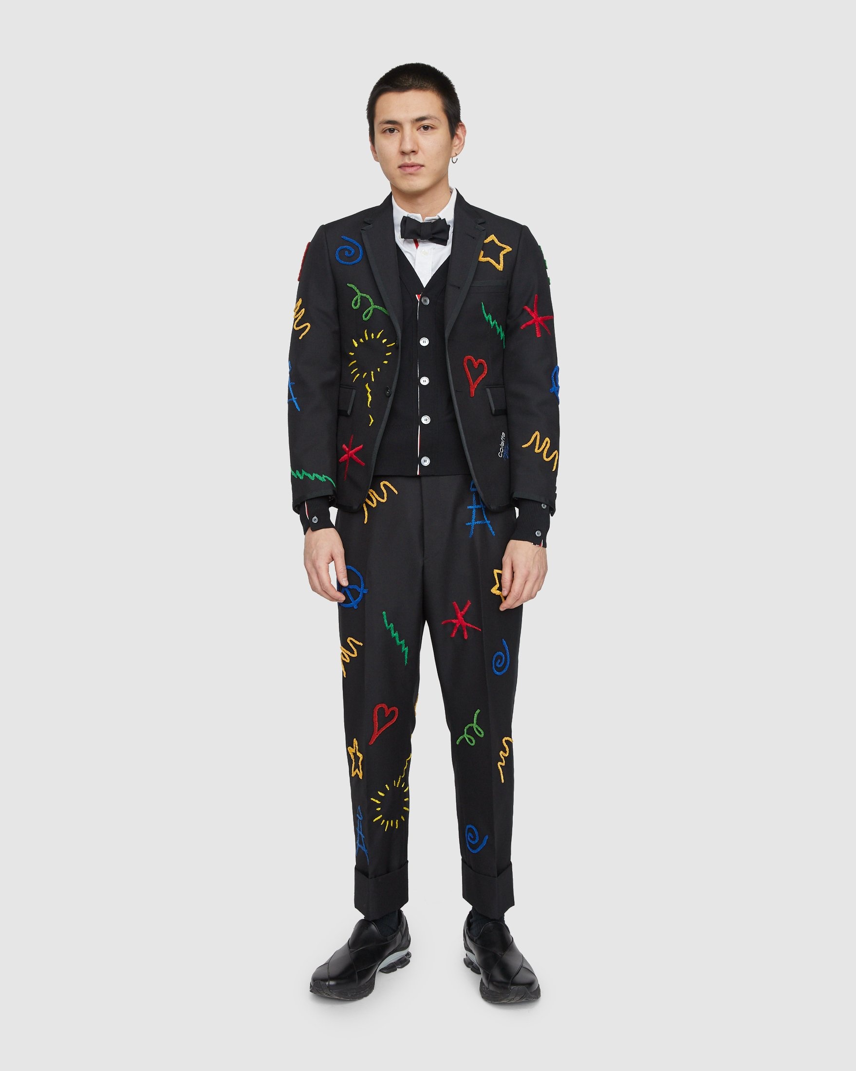 Colette Mon Amour x Thom Browne – Black Embroidered Tux Suit - Suits - Grey - Image 9