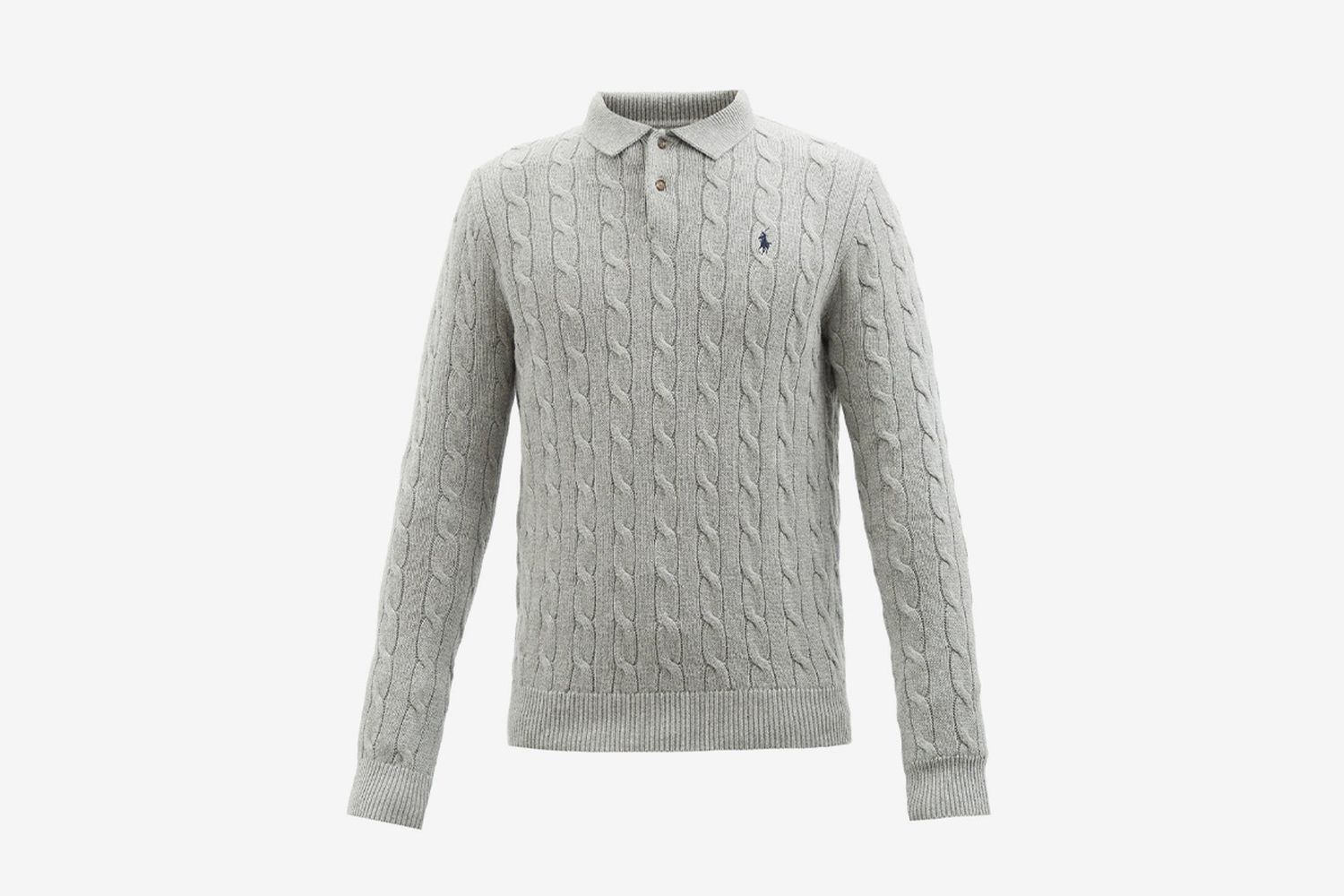 Cabled Polo Sweater