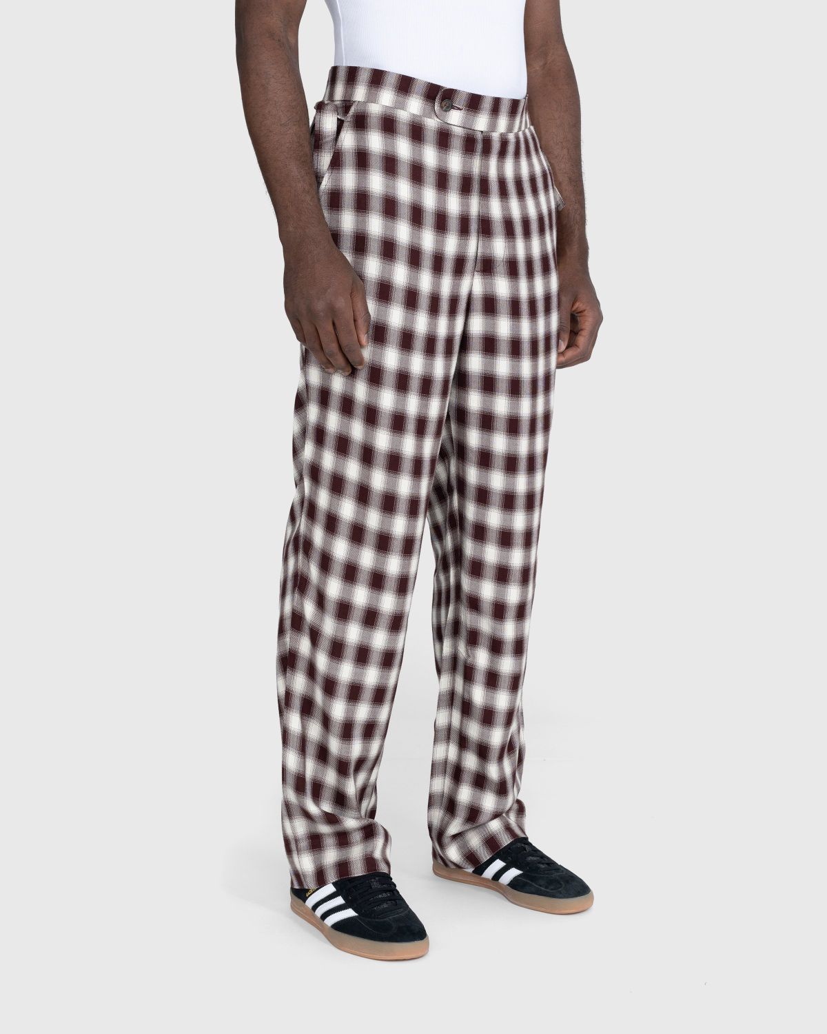 Bode – Shadow Plaid Side-Tie Trousers Brown - Pants - Brown - Image 3