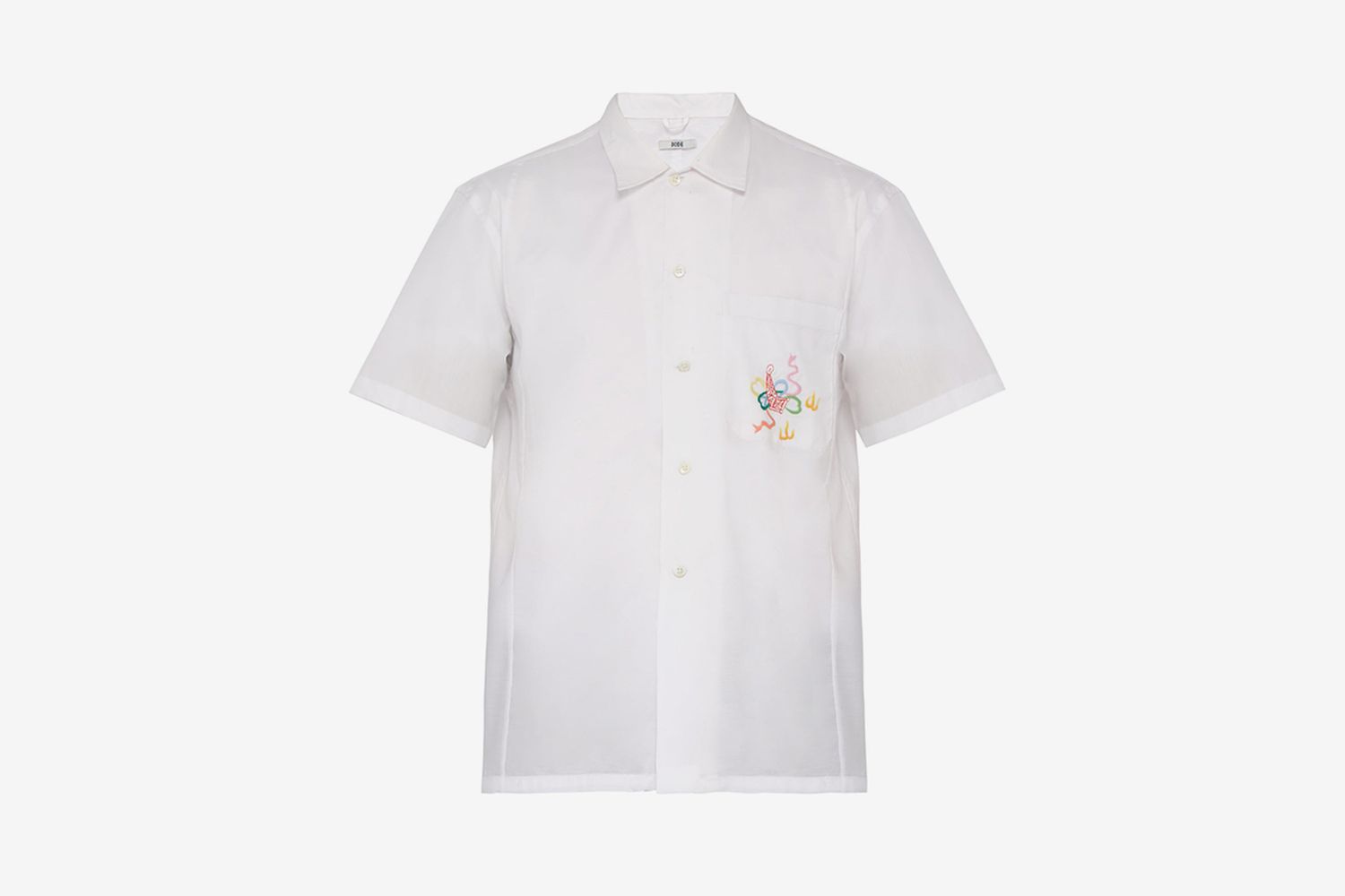 Embroidered Short-sleeved Cotton Shirt