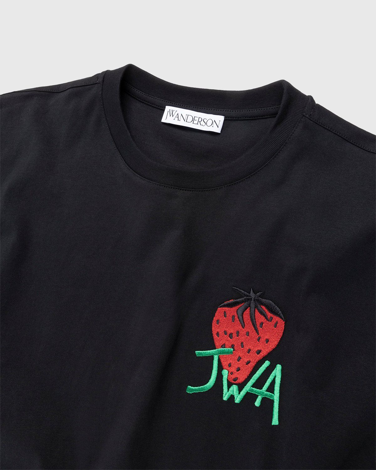 J.W. Anderson – Embroidered Strawberry JWA T-Shirt Black - Tops - Black - Image 3