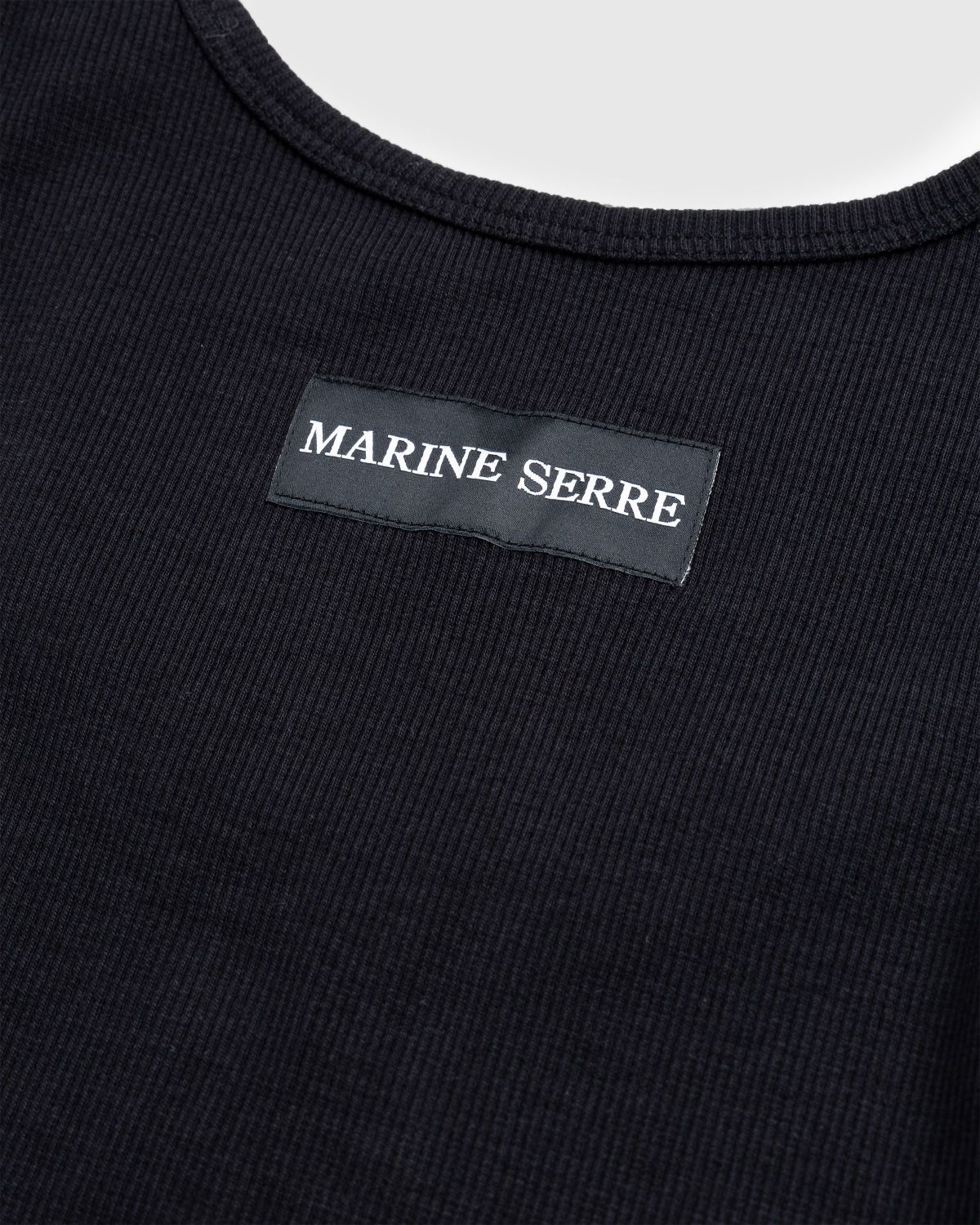 Marine Serre – Organic Cotton Rib Tank Top Black - Men Tops - Black - Image 5