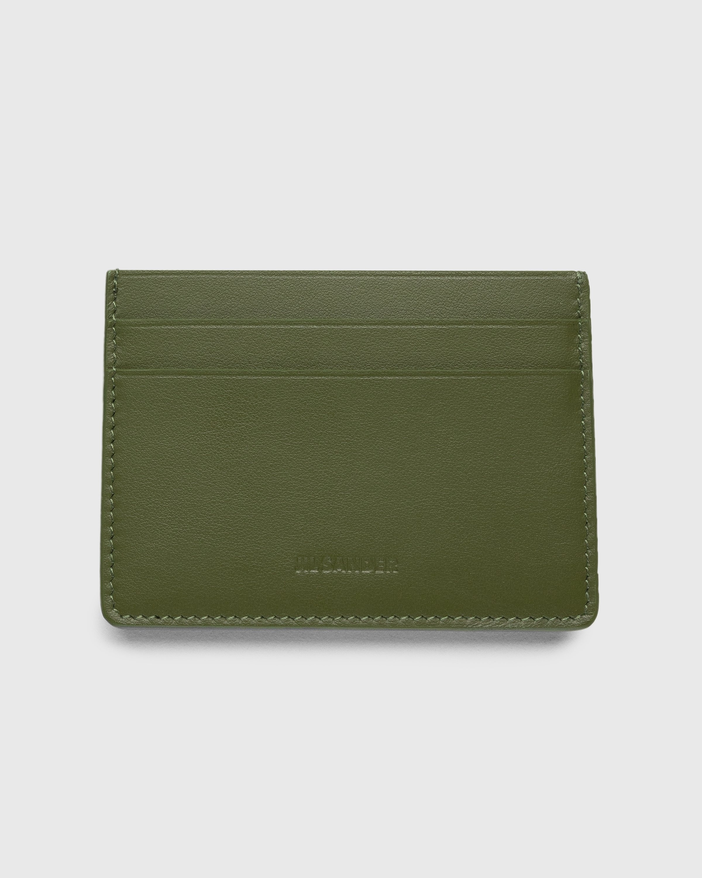 Jil Sander – Leather Card Holder Green - Wallets - Grey - Image 1
