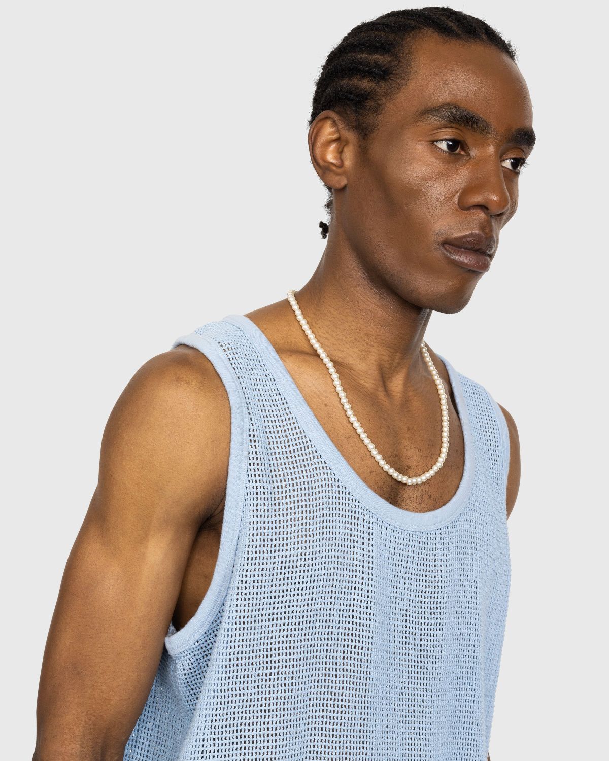 Highsnobiety – Cotton Mesh Knit Tank Top Blue - Tops - Blue - Image 5