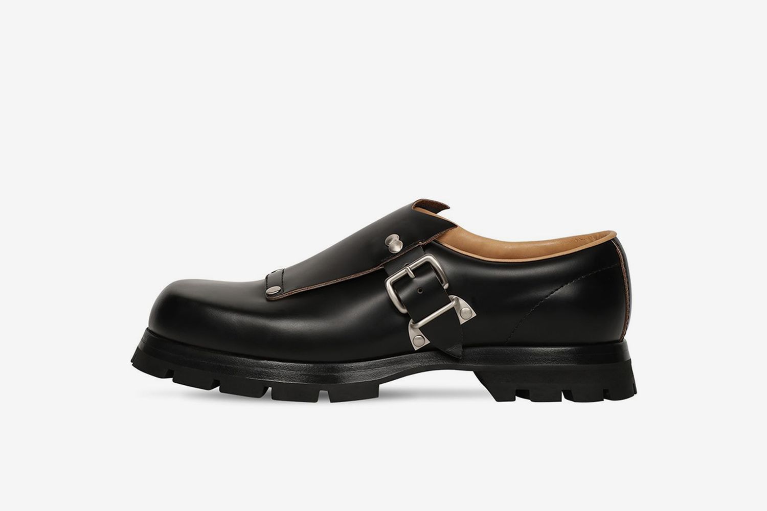 Monk Buckle Leather Loafers