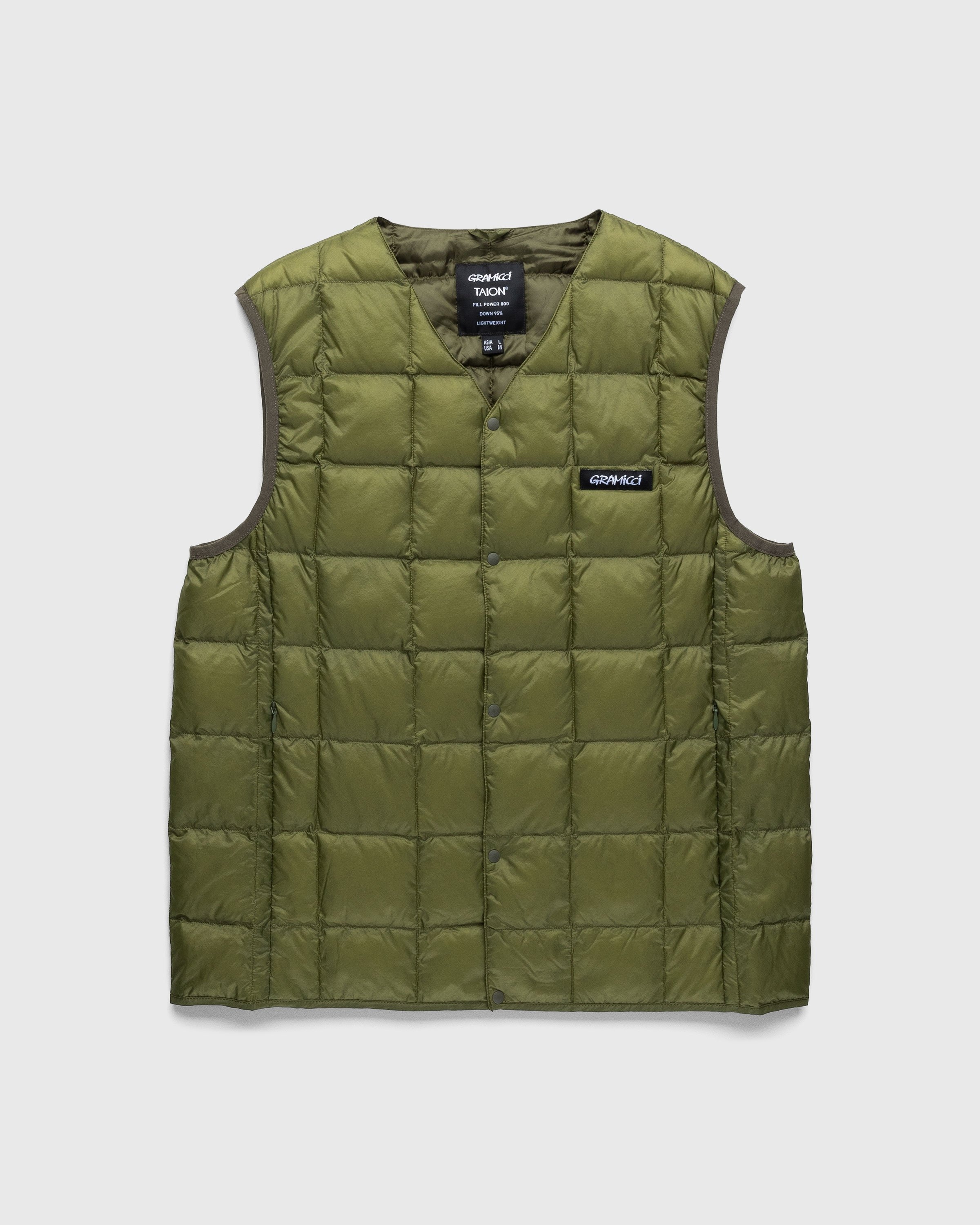 Gramicci – Taion Inner Down Vest Olive - Vests - Green - Image 1