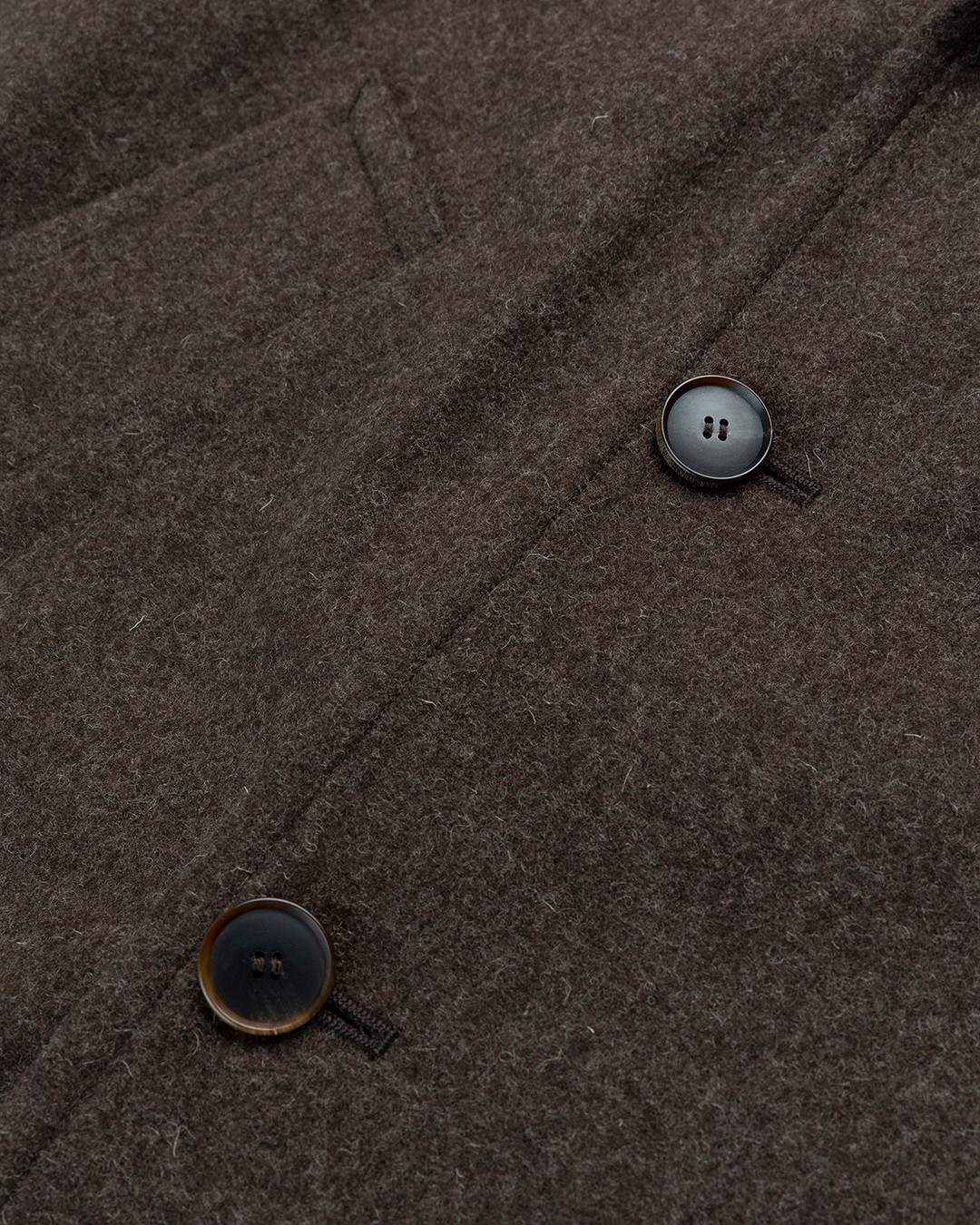 Auralee – Double-Breasted Shetland Wool Overcoat Dark Brown - Peacoats - Brown - Image 4
