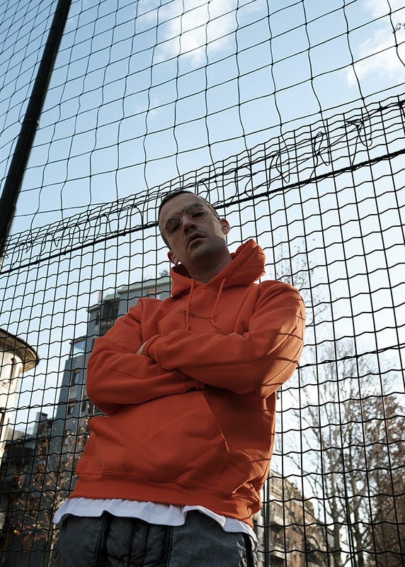 Federico Schwartz wears Supreme, Stone Island and Backyard Tattoo.